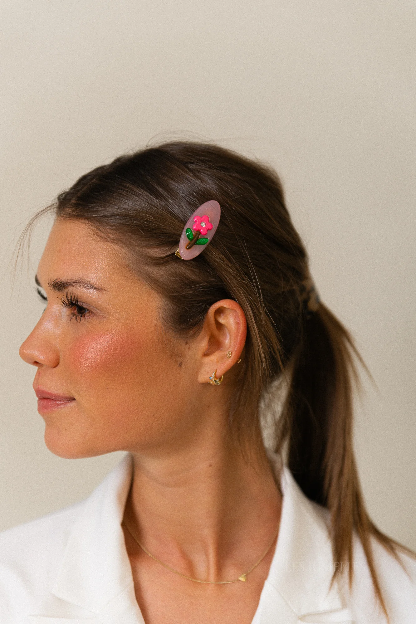 Mini flower hair clip old rose