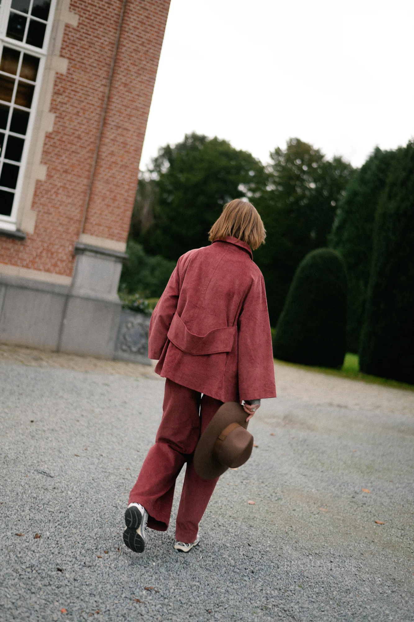 Norma wide velvet pants brick - Image 5