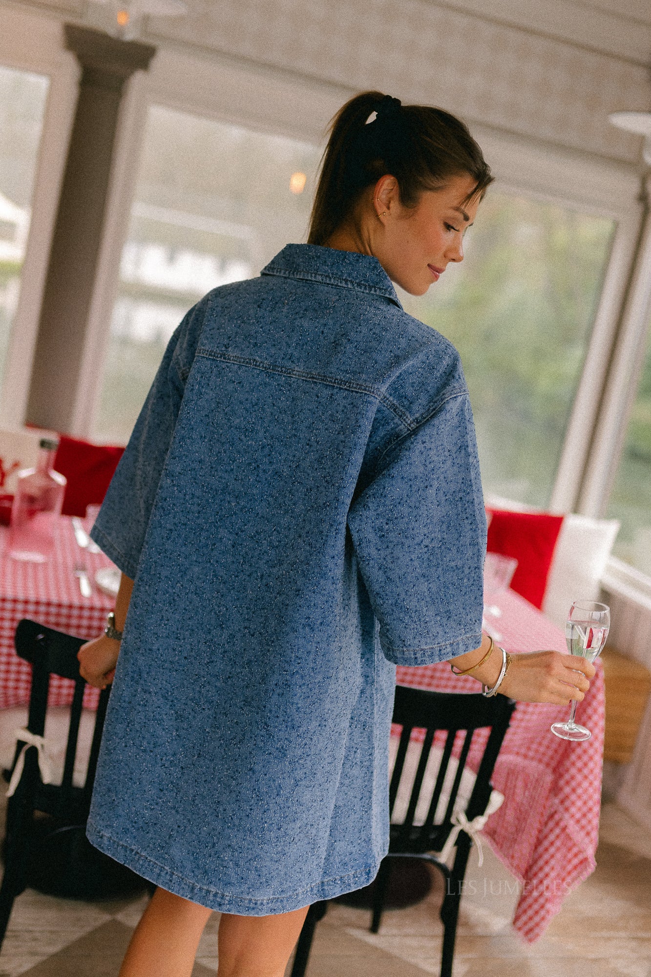 OBJFrida 3/4 sleeve dress light blue denim - Image 4