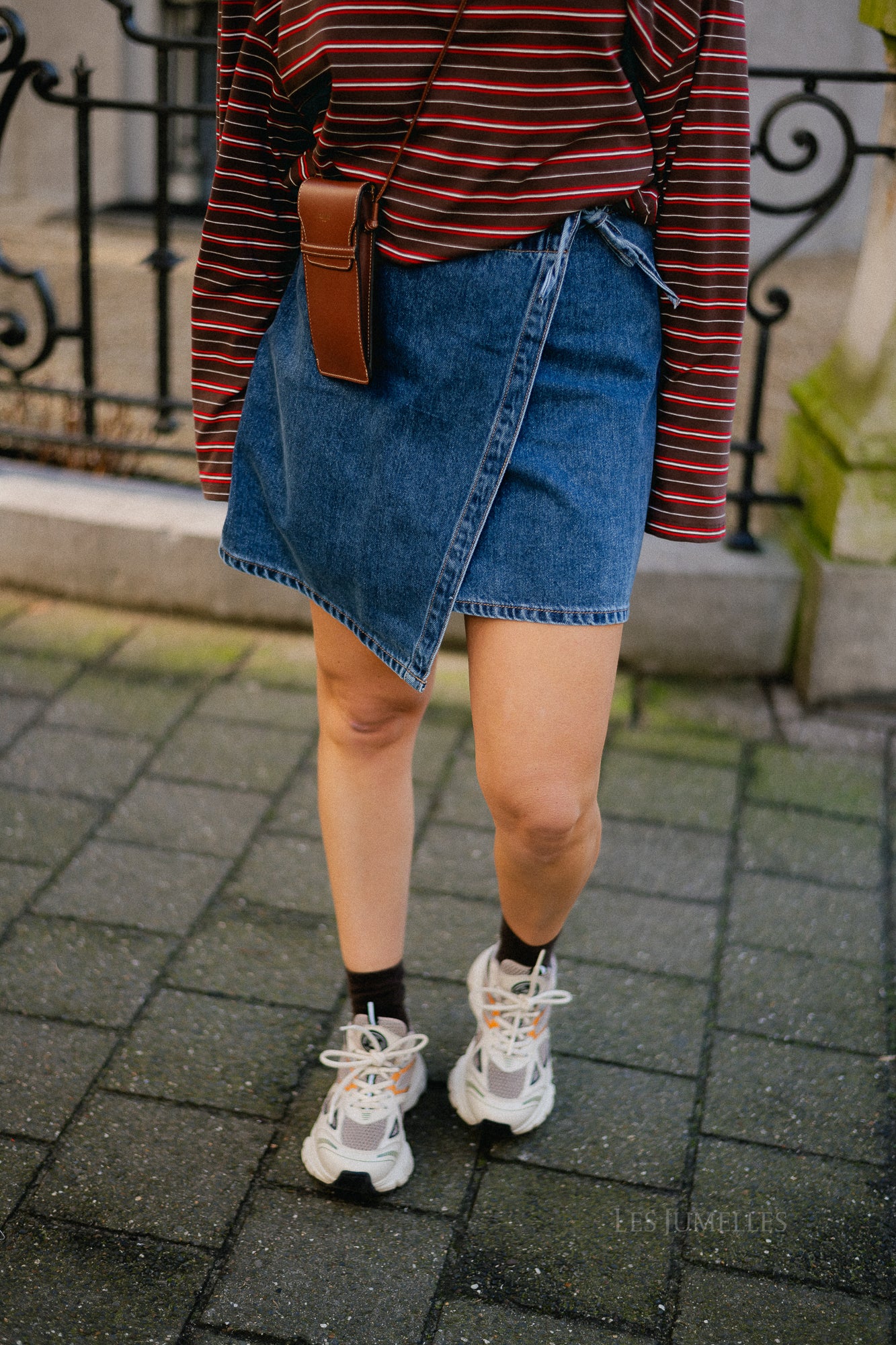 OBJRosie MW denim short wrap skirt medium blue denim - Image 6