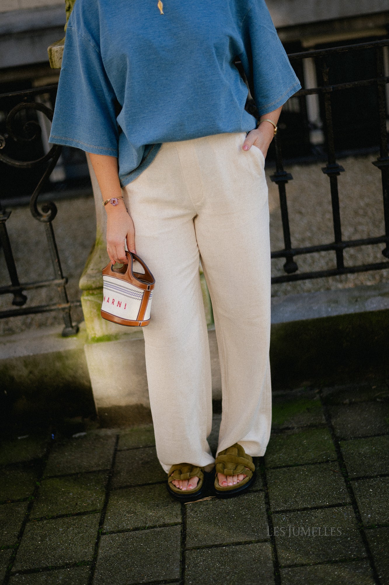 OBJSanne Aline wide pant sandshell - Image 3