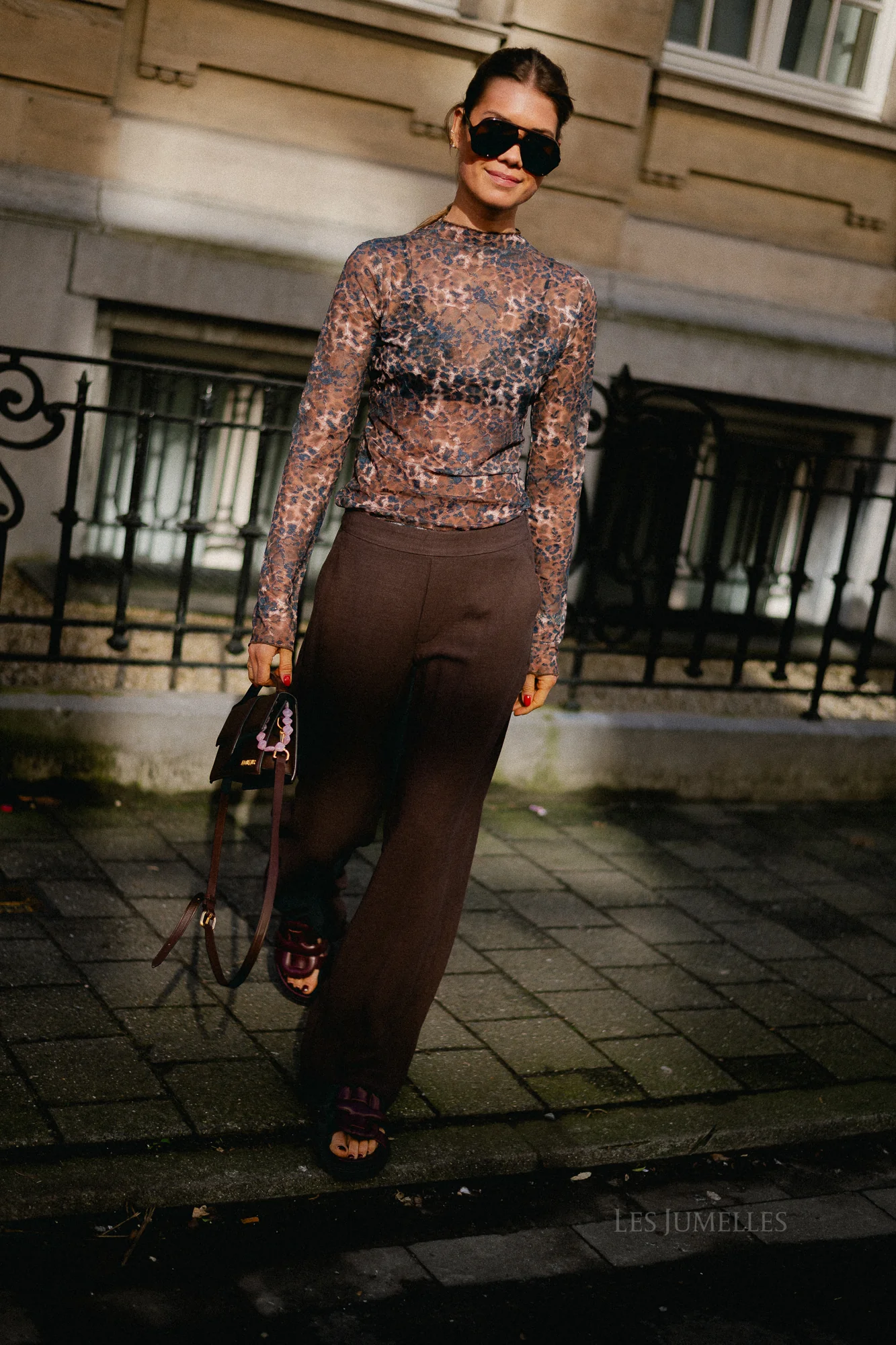 OBJSanne Aline wide pant seal brown - Image 4