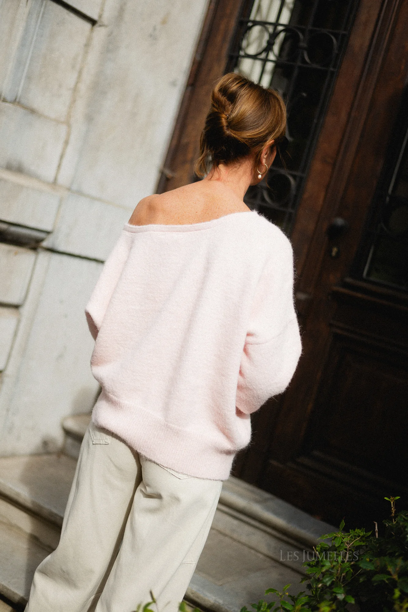 Olive off shoulder jumper baby pink - Image 5