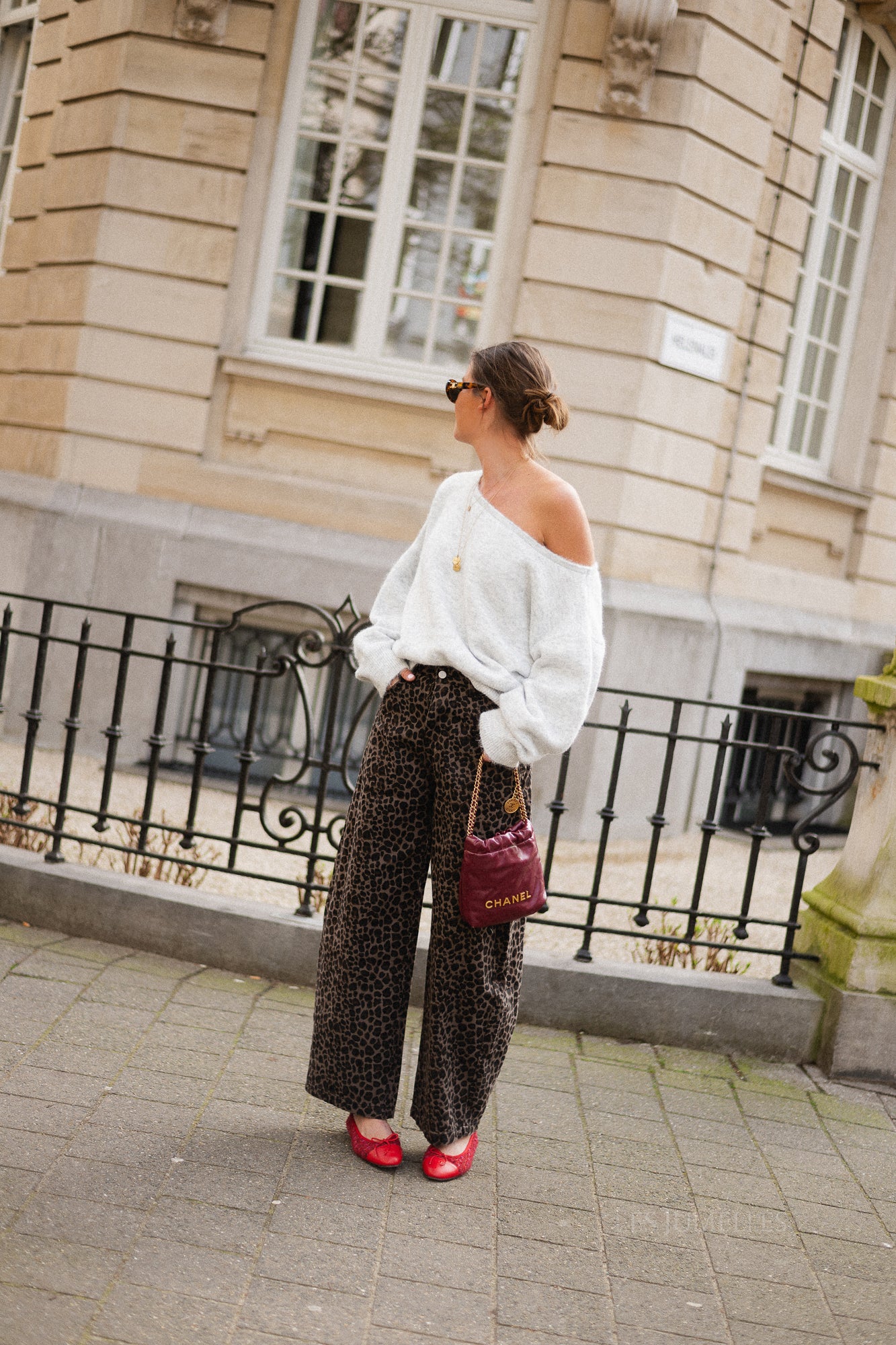 Olive off shoulder jumper light grey melange - Image 11