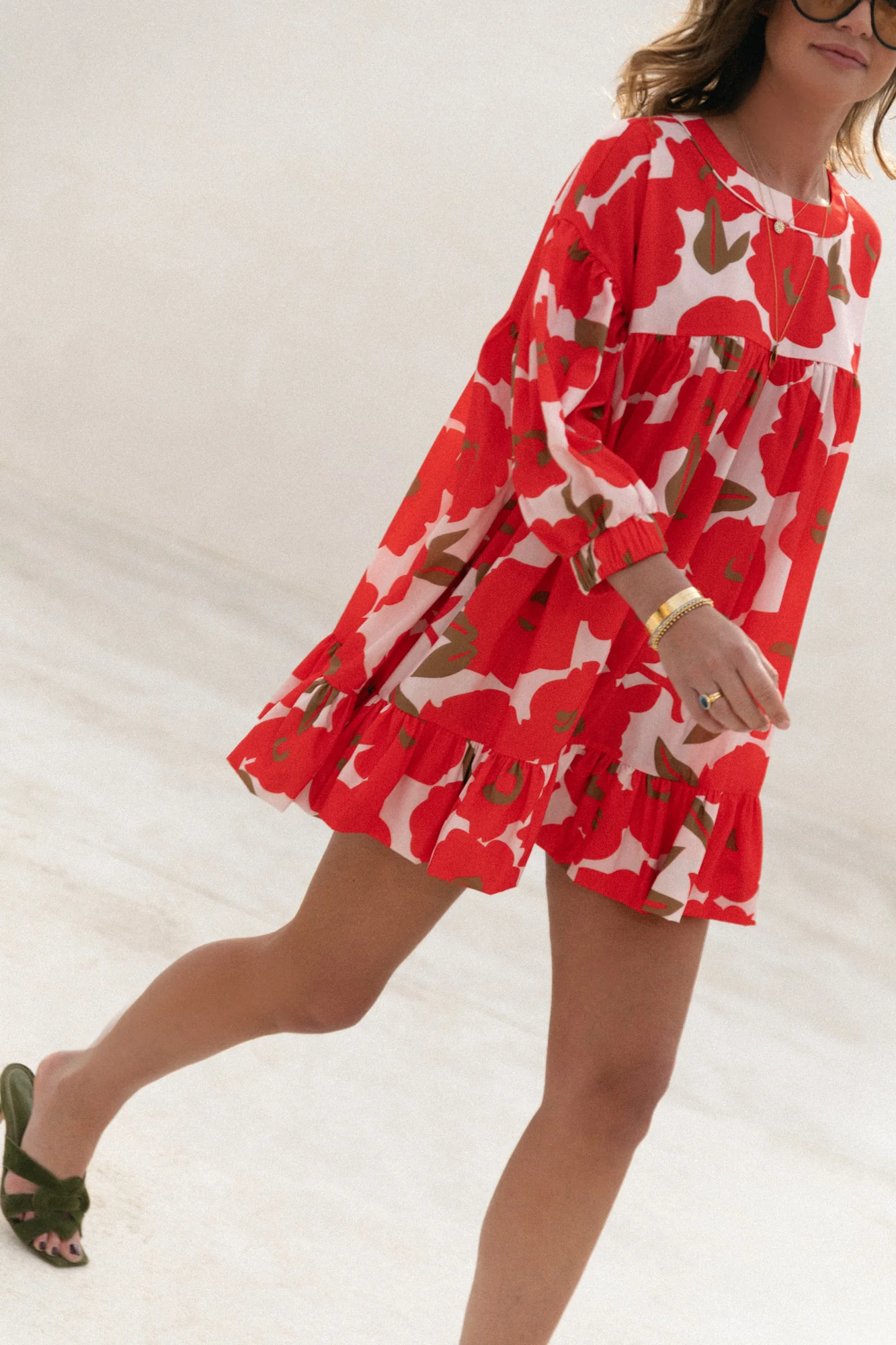 Olivia short printed dress mandarin red - Image 9