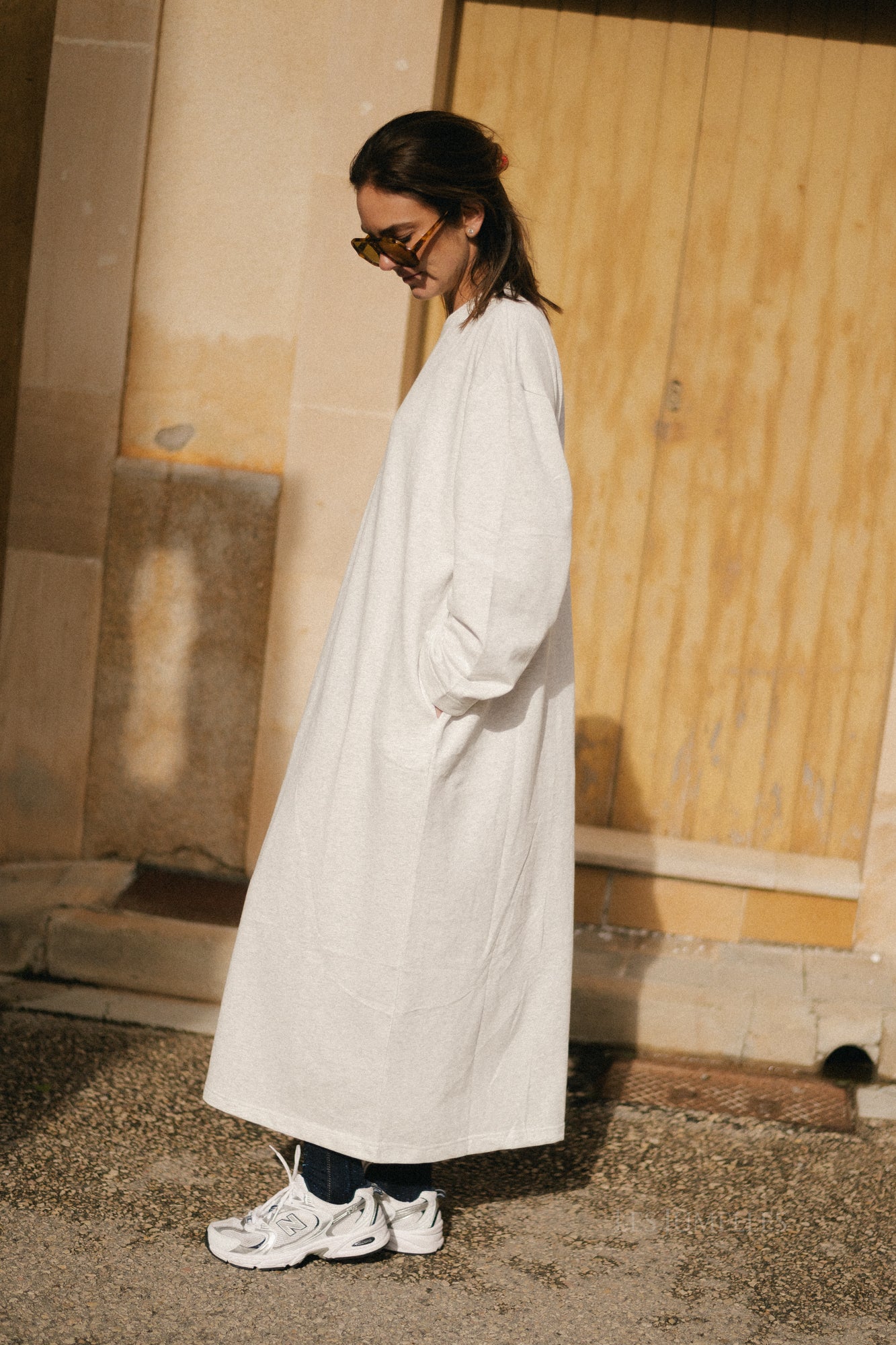 Pommeline maxi sweat dress light grey melange - Image 6