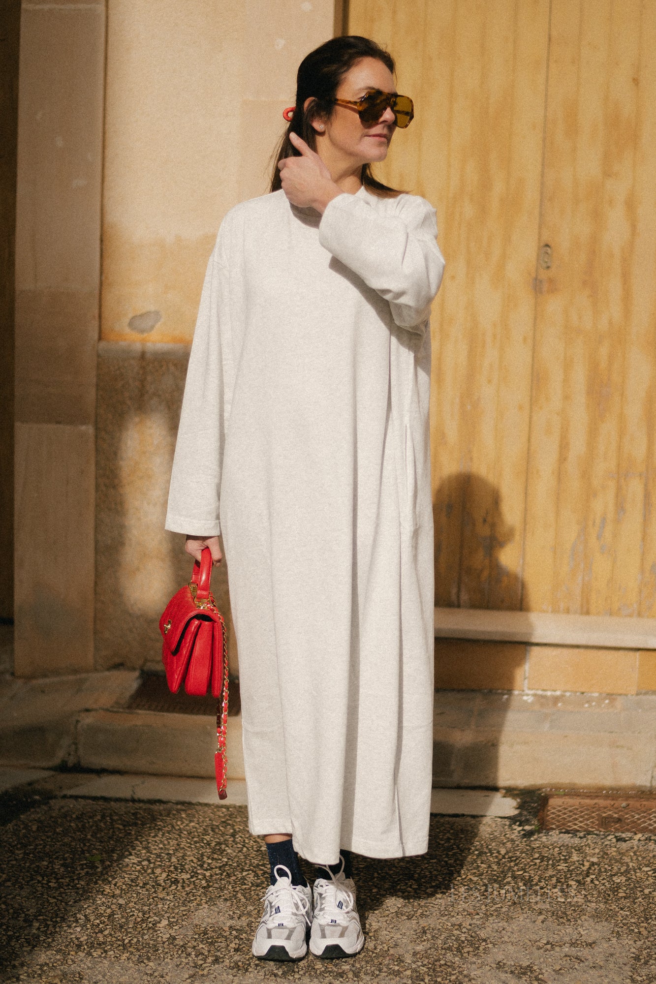 Pommeline maxi sweat dress light grey melange - Image 7