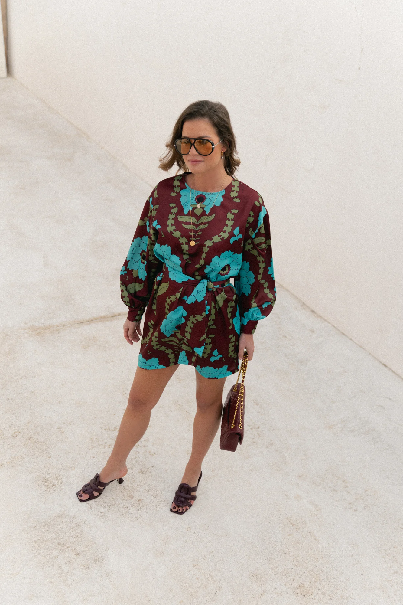 Poppy printed dress - burgundy/turquoise - Image 10
