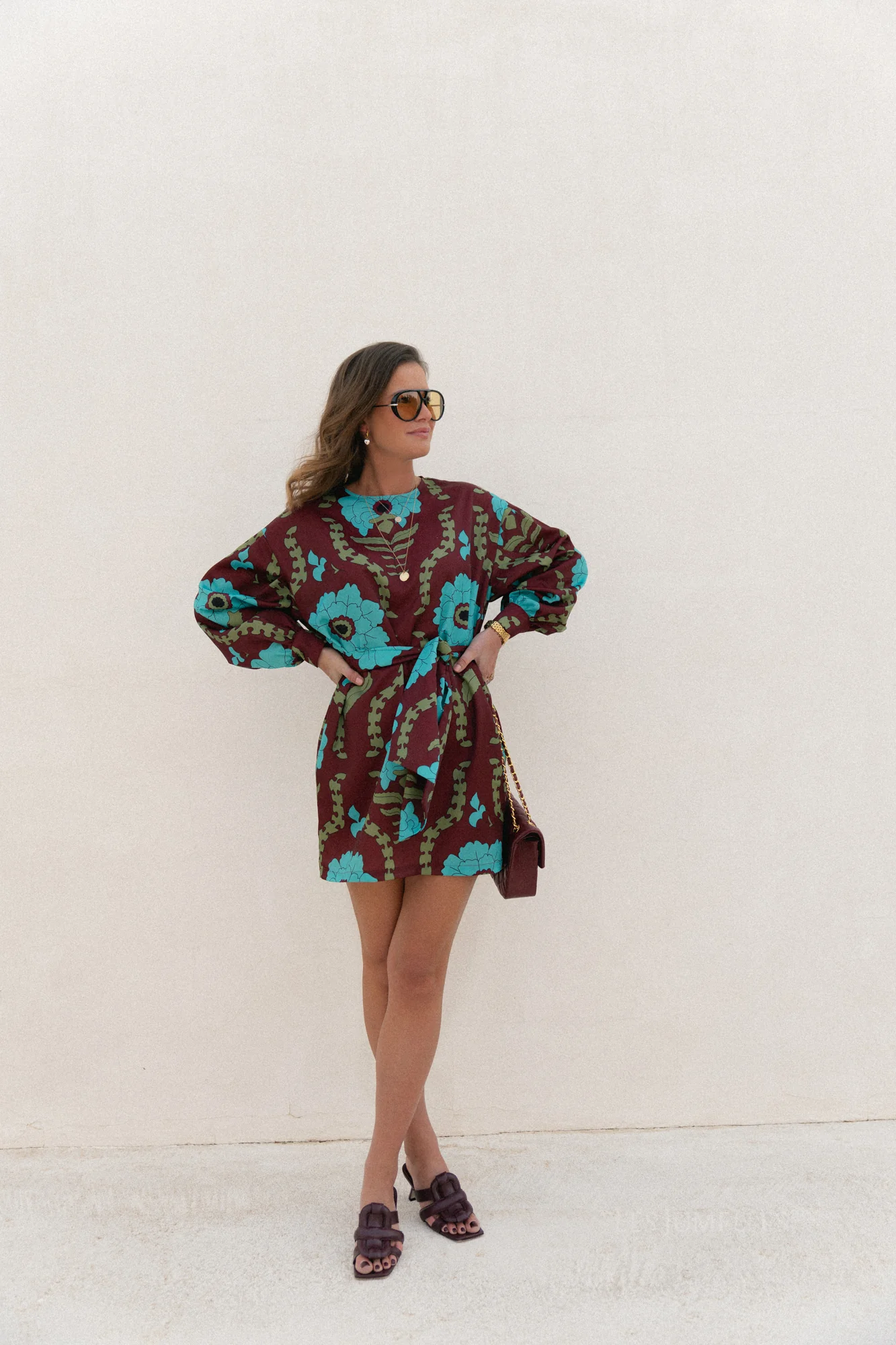 Poppy printed dress - burgundy/turquoise - Image 12