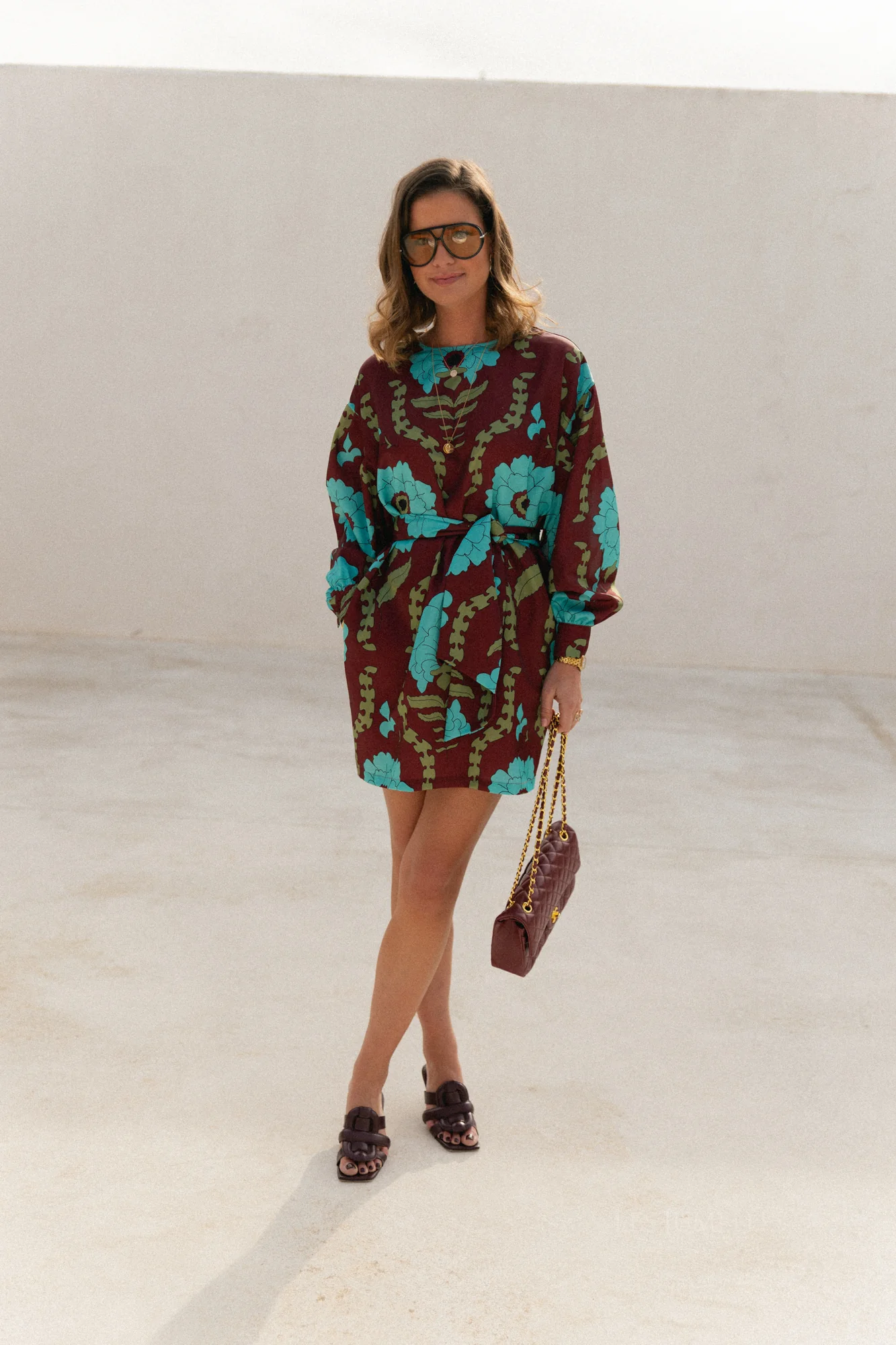 Poppy printed dress - burgundy/turquoise - Image 2