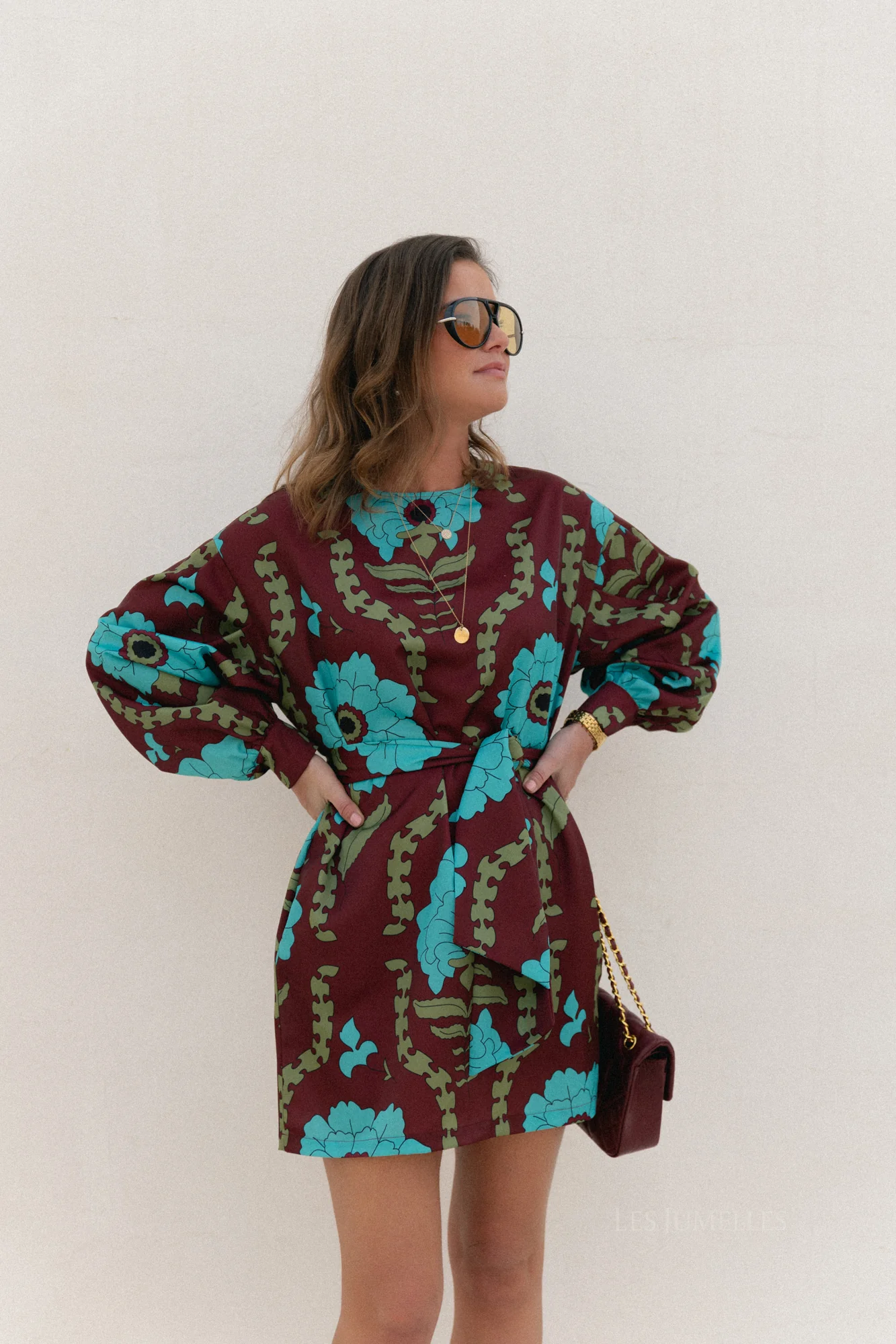 Poppy printed dress - burgundy/turquoise - Image 4
