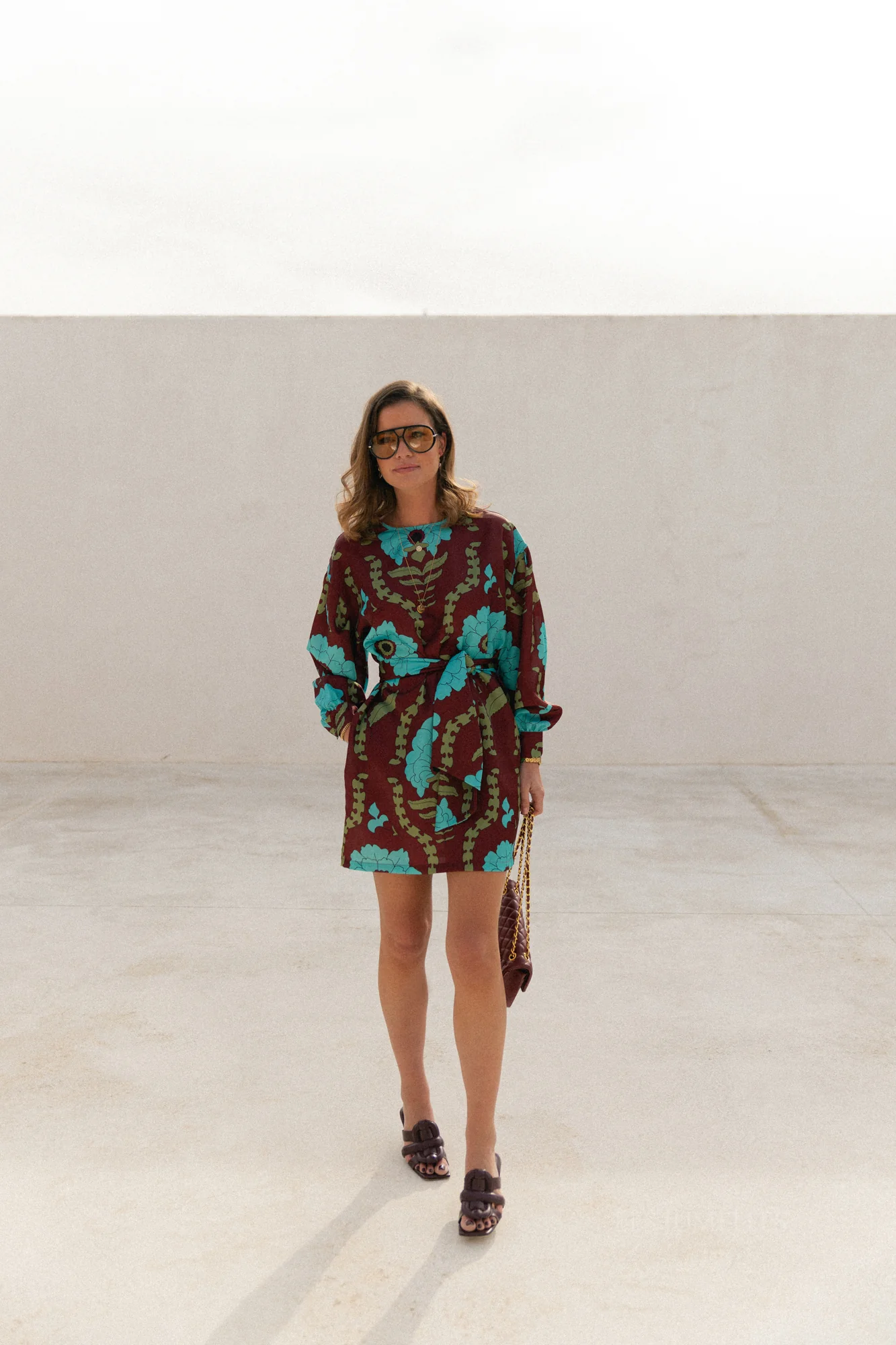 Poppy printed dress - burgundy/turquoise - Image 5