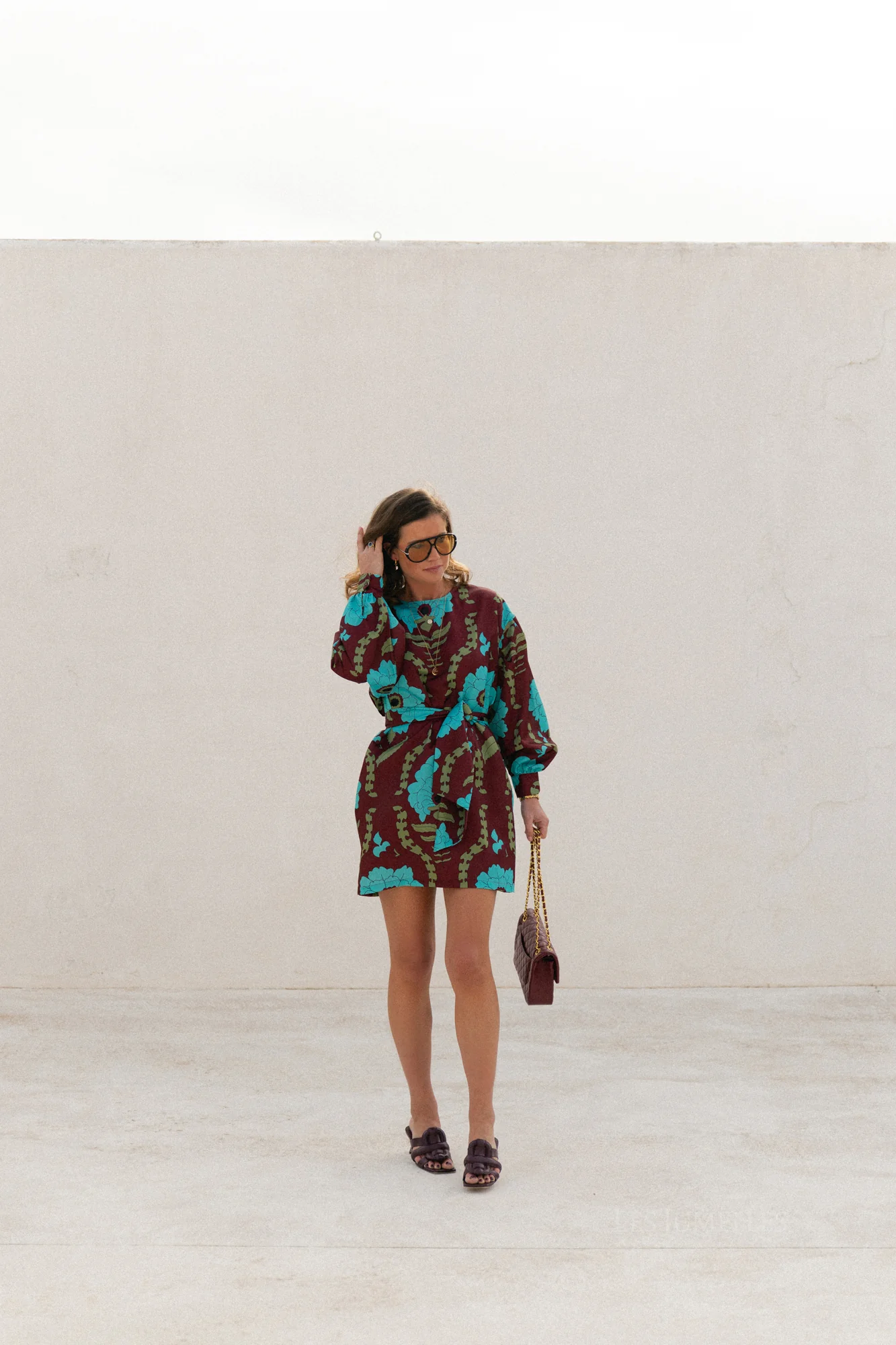 Poppy printed dress - burgundy/turquoise - Image 9