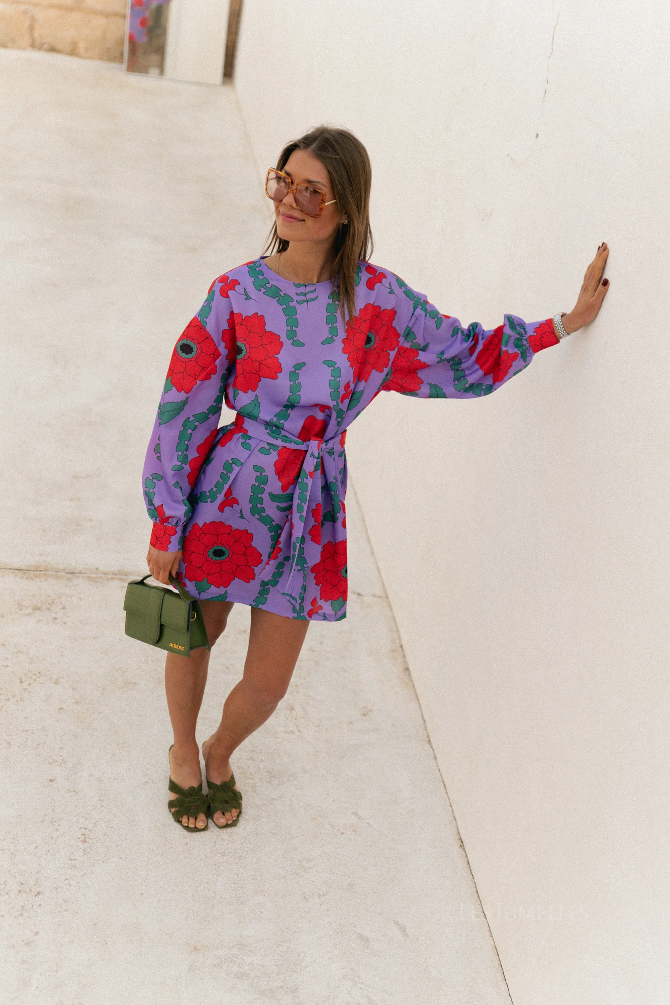 Poppy printed dress - lilac/coral