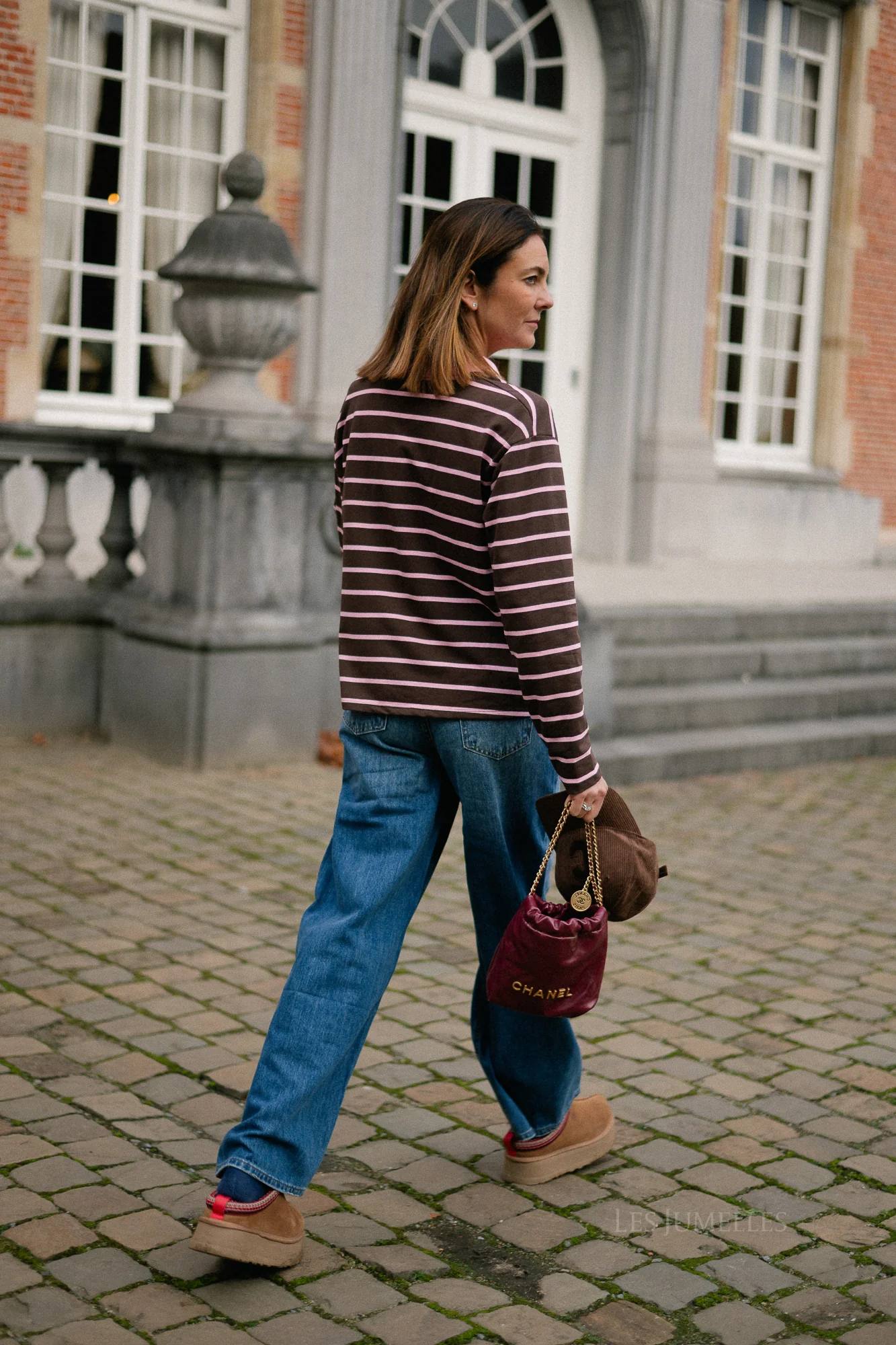 Robyn striped polo sweatshirt pink/hot chocolate - Image 3
