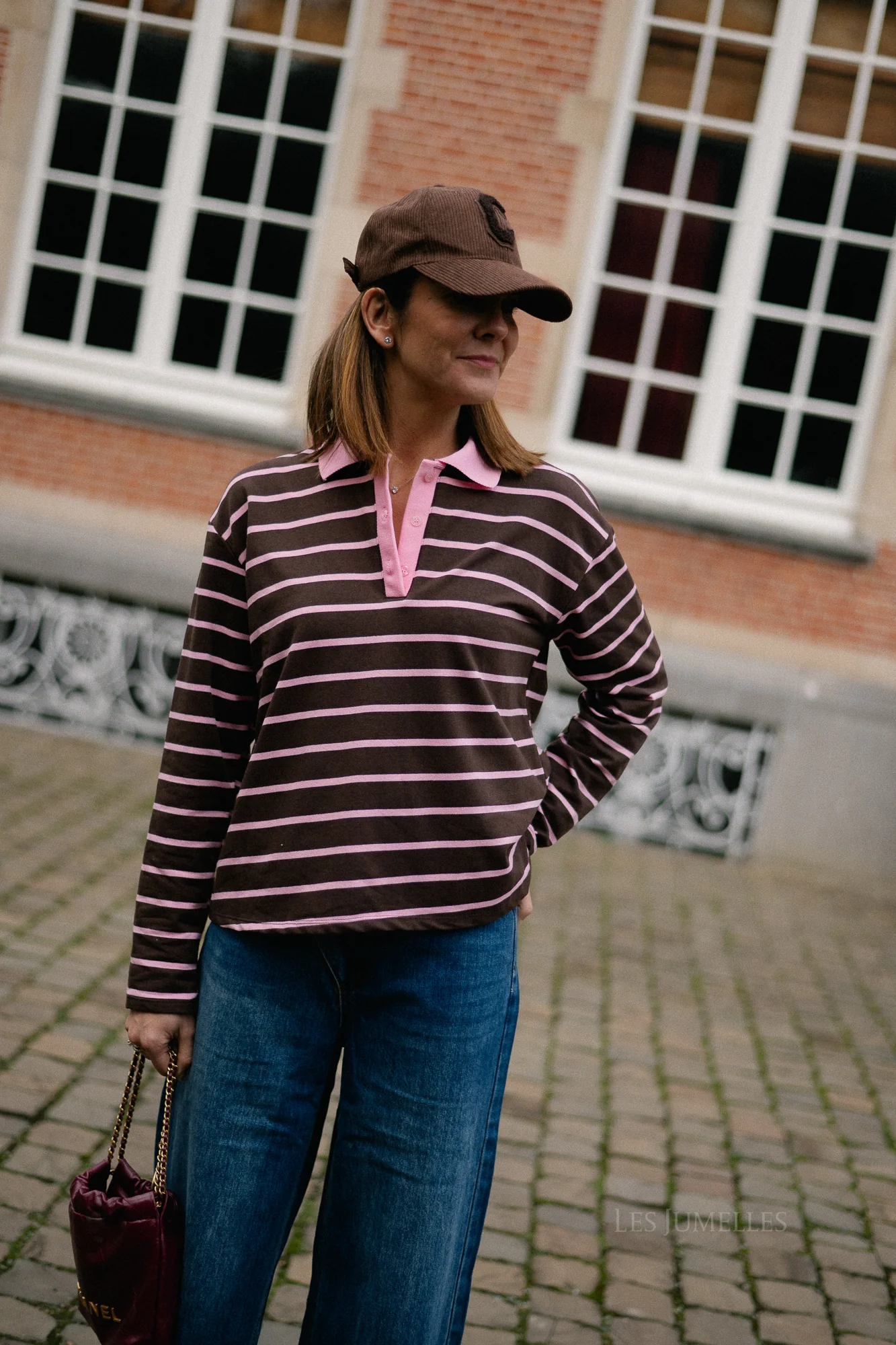 Robyn striped polo sweatshirt pink/hot chocolate - Image 4