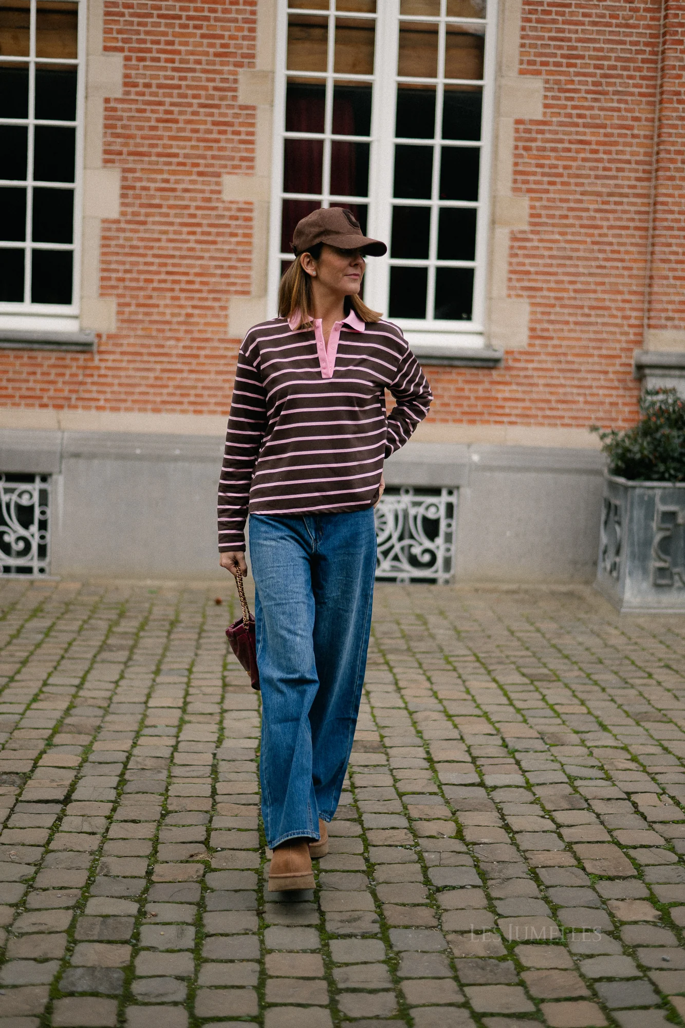 Robyn striped polo sweatshirt pink/hot chocolate - Image 5