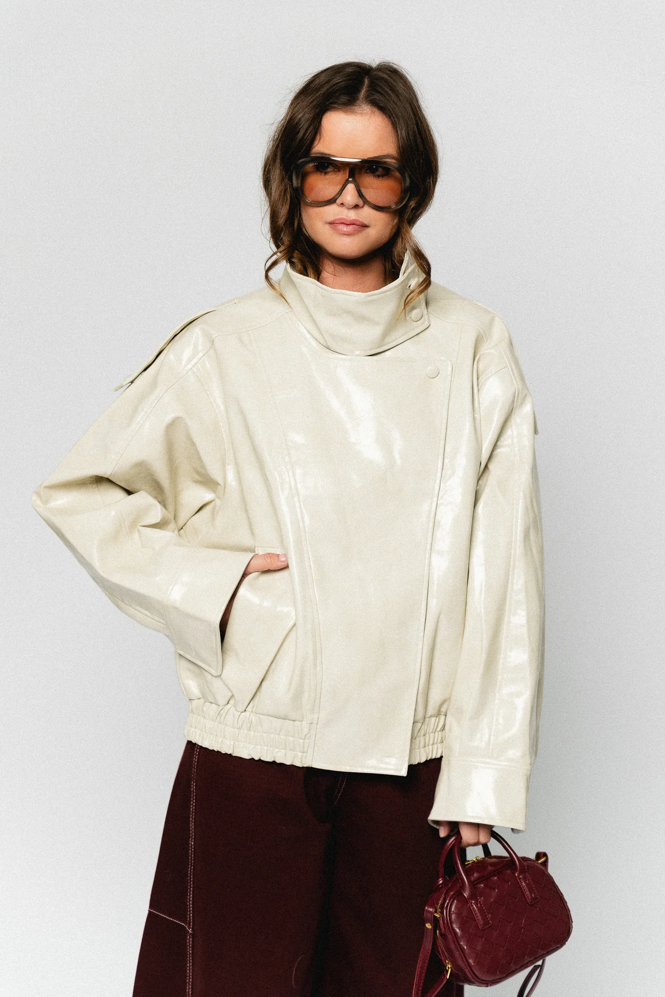 Ruby PU jacket almond milk