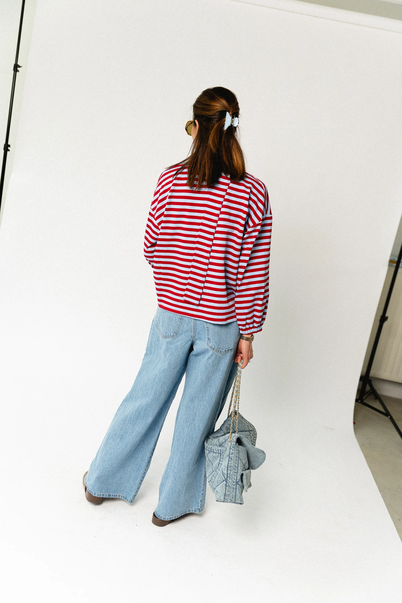 Silvy striped V-neck sweatshirt red/blue - Image 4