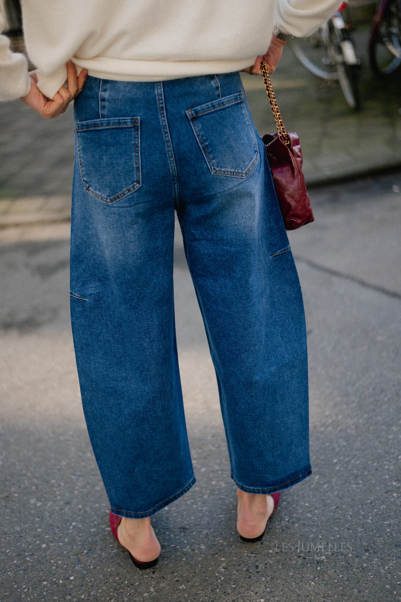 Simone rhinestone baloon-fit jeans dark blue - Image 4
