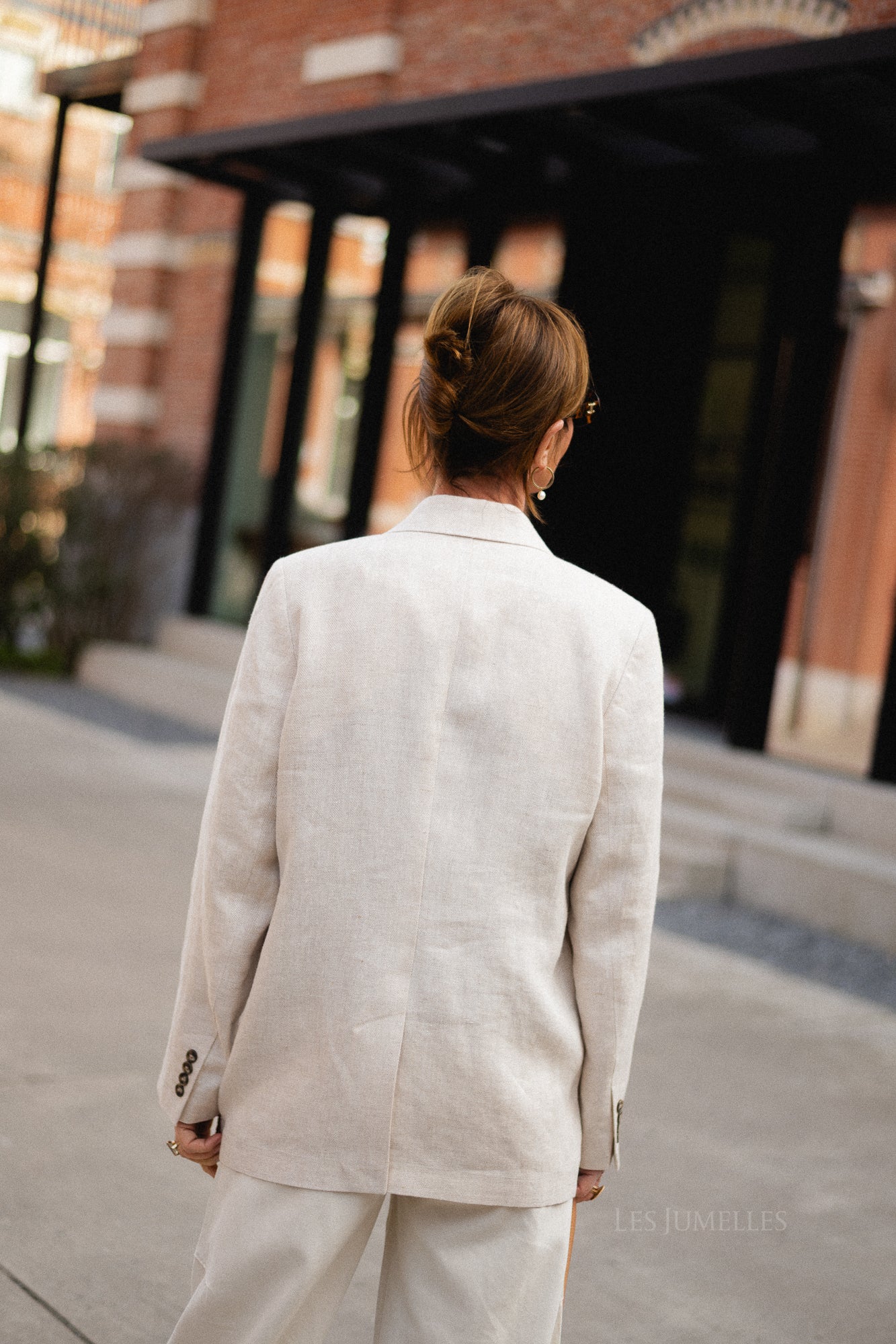 SLFElin-Ida DB linen blazer egret/herringbone - Image 12
