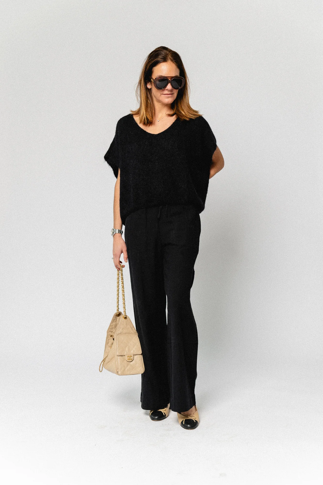 SLFLuisa MW wide linen blend pant black - Image 2