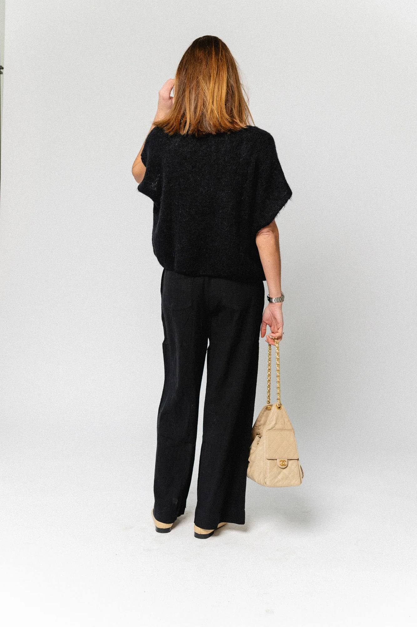 SLFLuisa MW wide linen blend pant black - Image 3