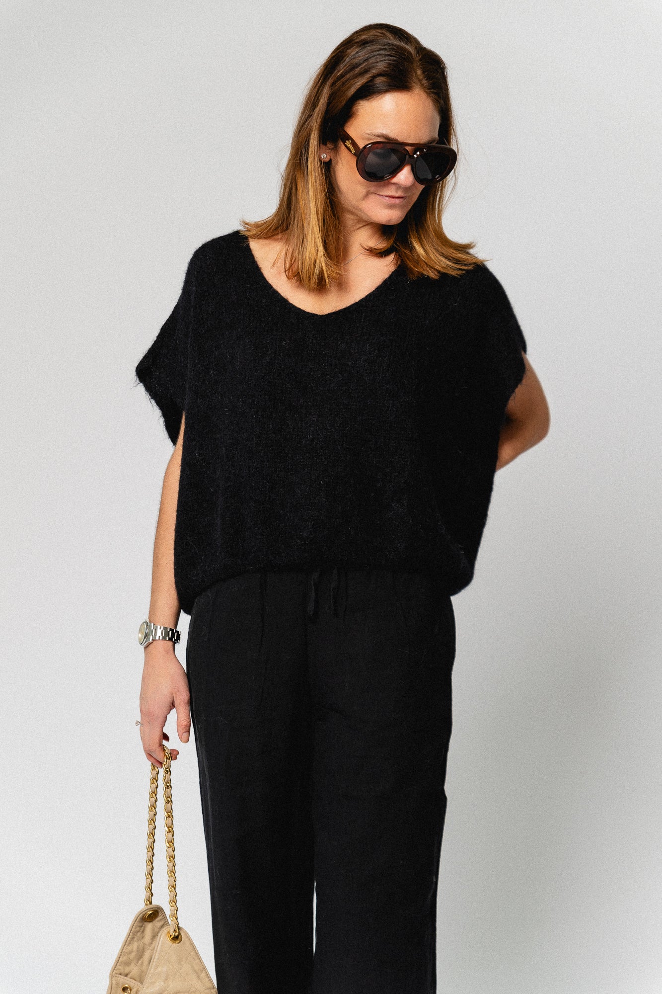 SLFLuisa MW wide linen blend pant black - Image 5