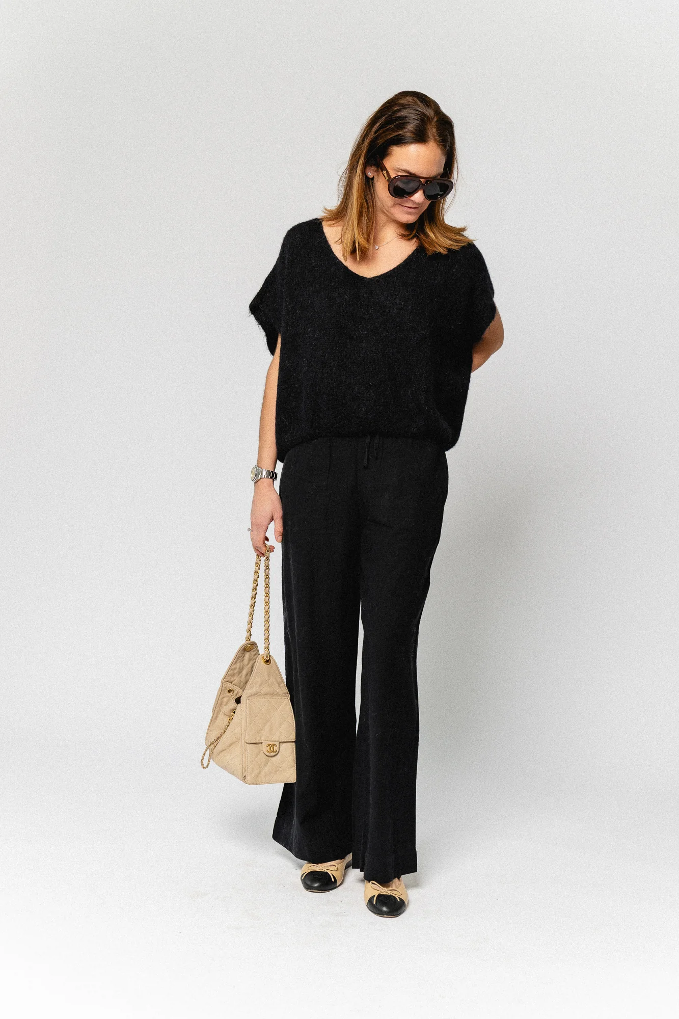 SLFLuisa MW wide linen blend pant black - Image 7