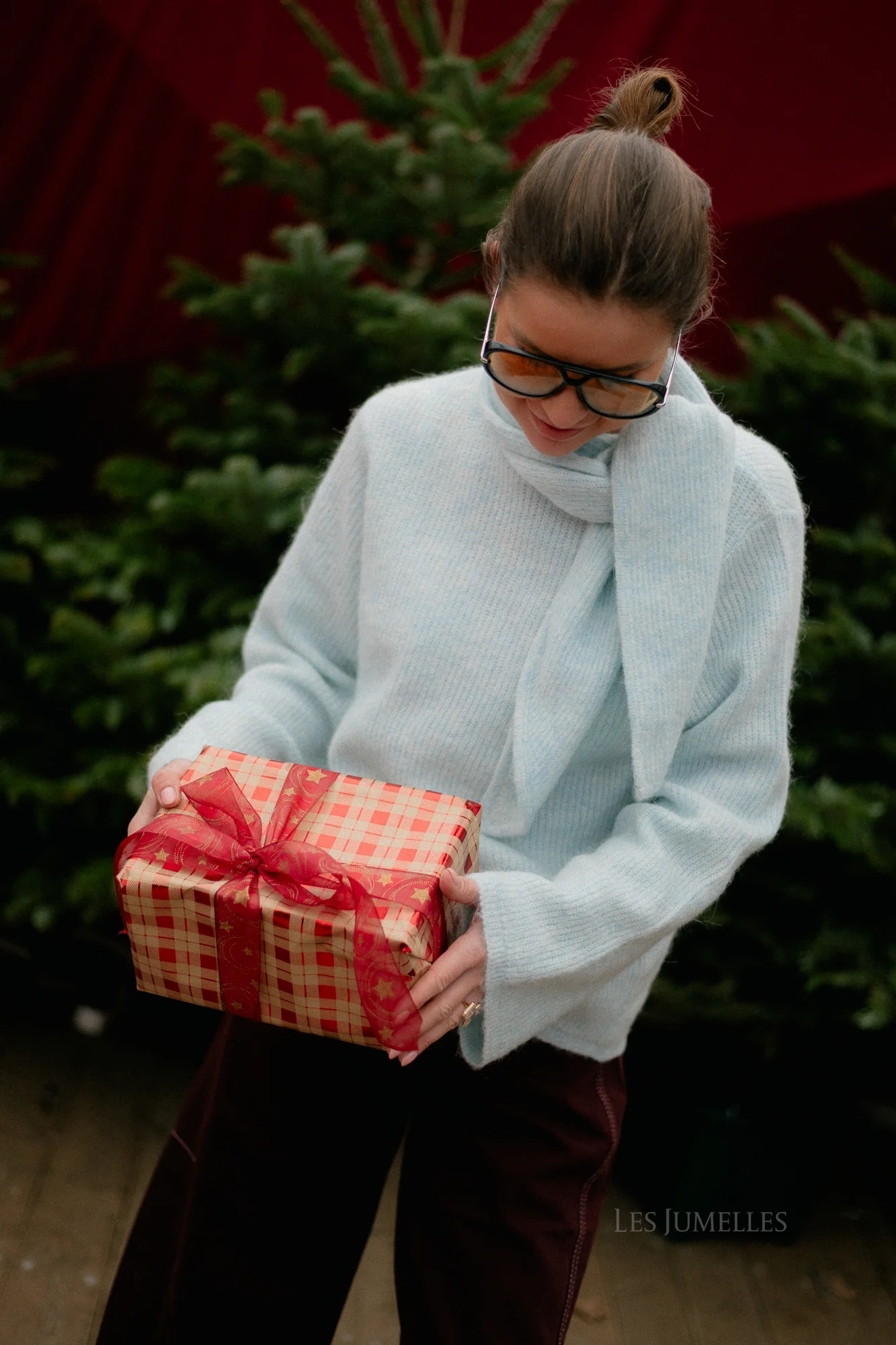 SLFLulu LS bow knit blue glow melange - Image 12