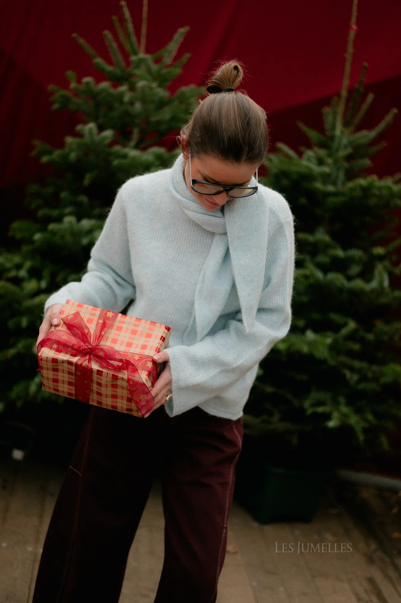 SLFLulu LS bow knit blue glow melange - Image 16