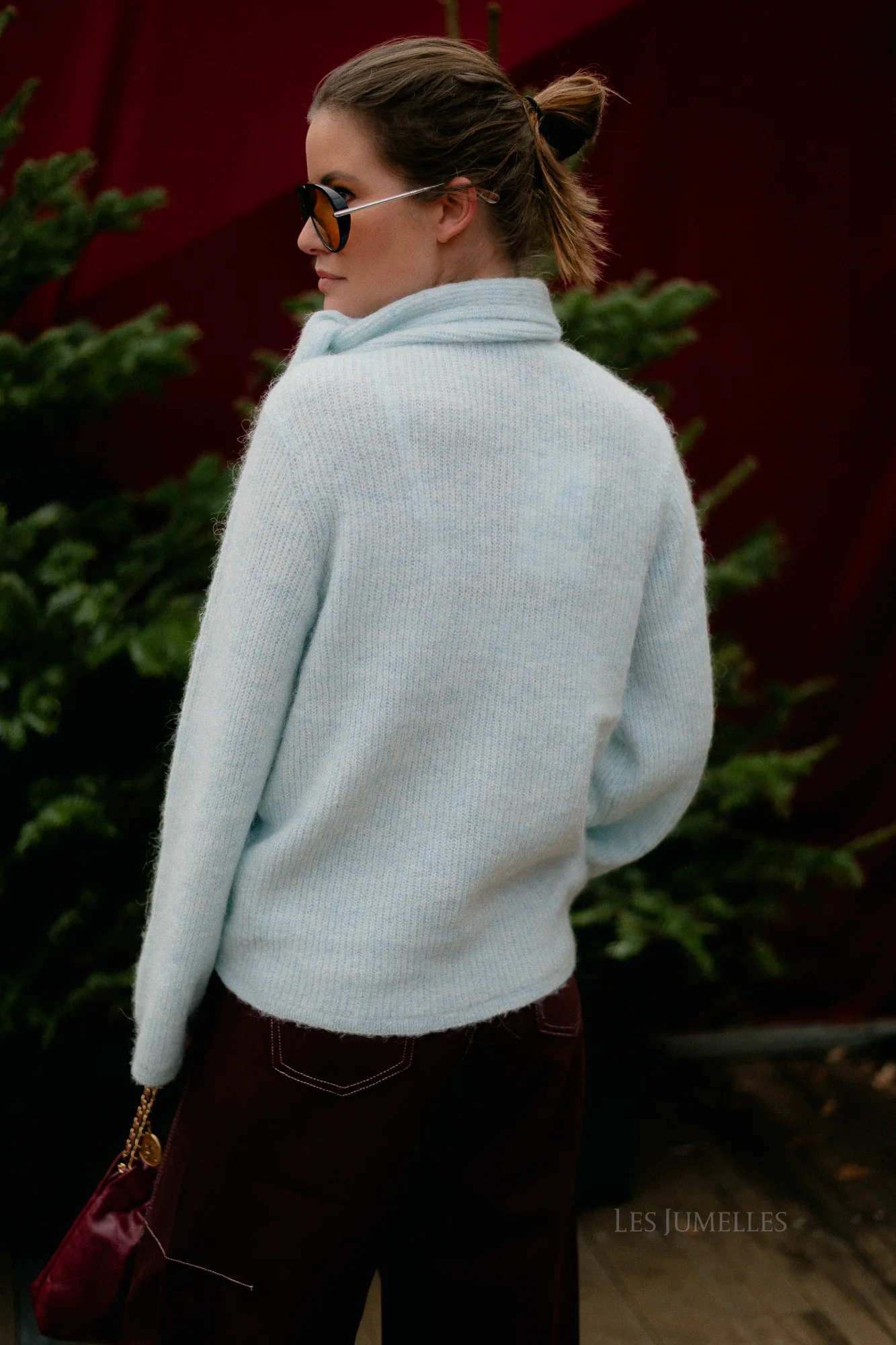 SLFLulu LS bow knit blue glow melange - Image 6