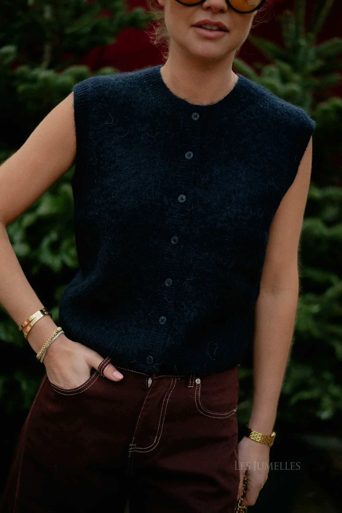 SLFLulu SL button O-neck vest dark sapphire - Image 3