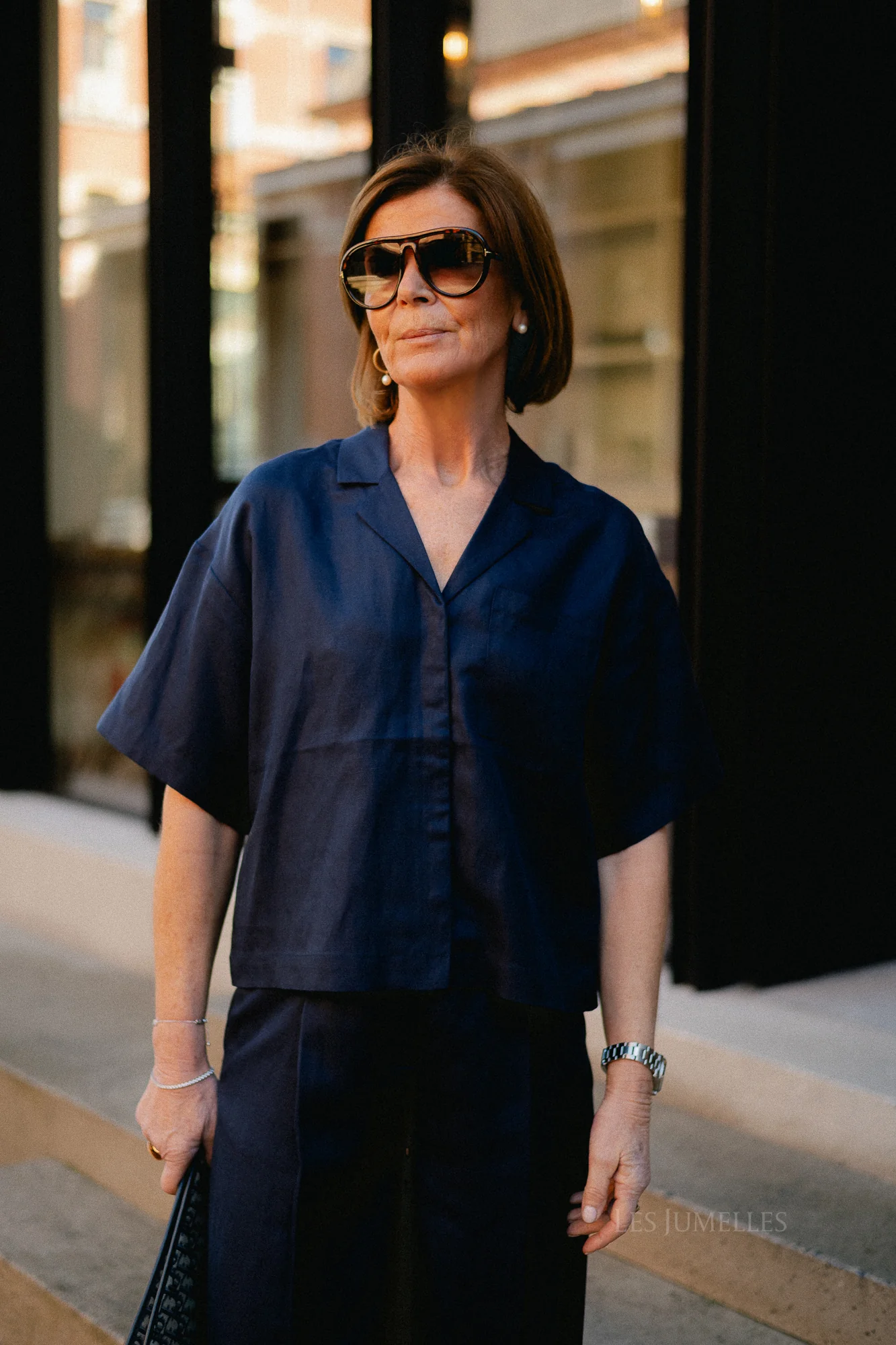 SLFLyra 2/4 boxy linen blend shirt dark sapphire - Image 2