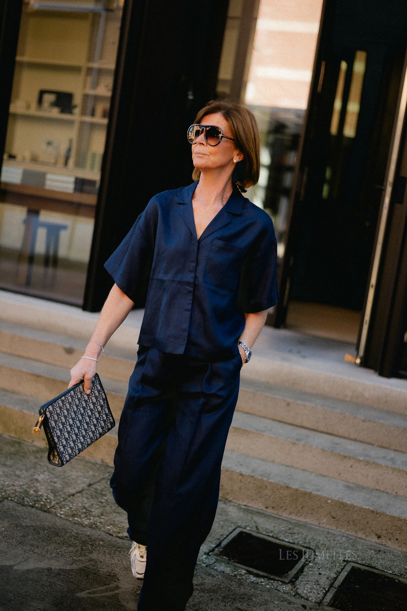 SLFLyra 2/4 boxy linen blend shirt dark sapphire - Image 7
