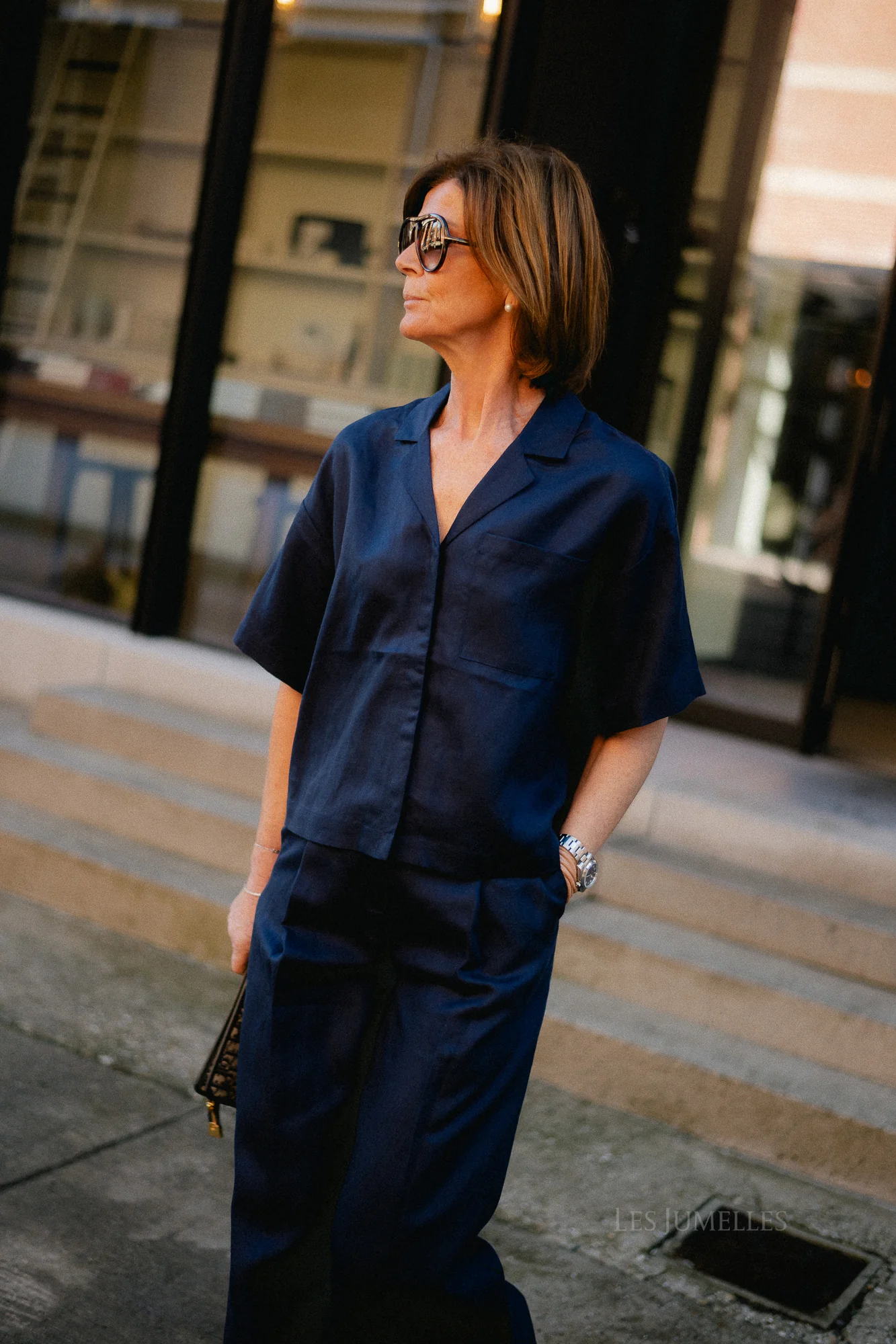 SLFLyra 2/4 boxy linen blend shirt dark sapphire - Image 9