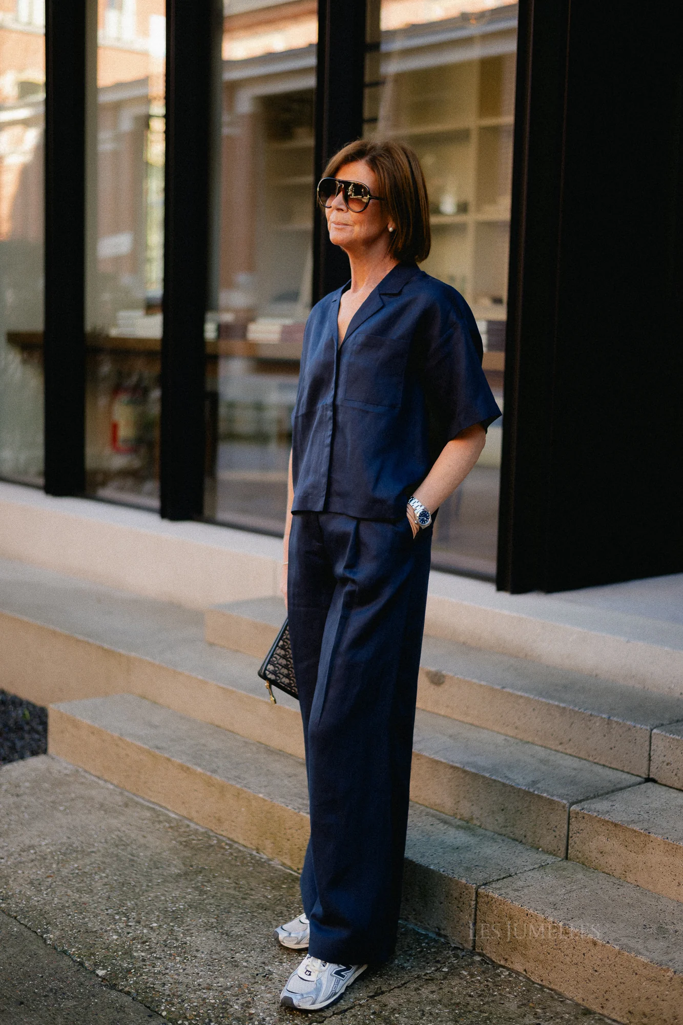 SLFLyra HW wide linen blend pant noos dark sapphire