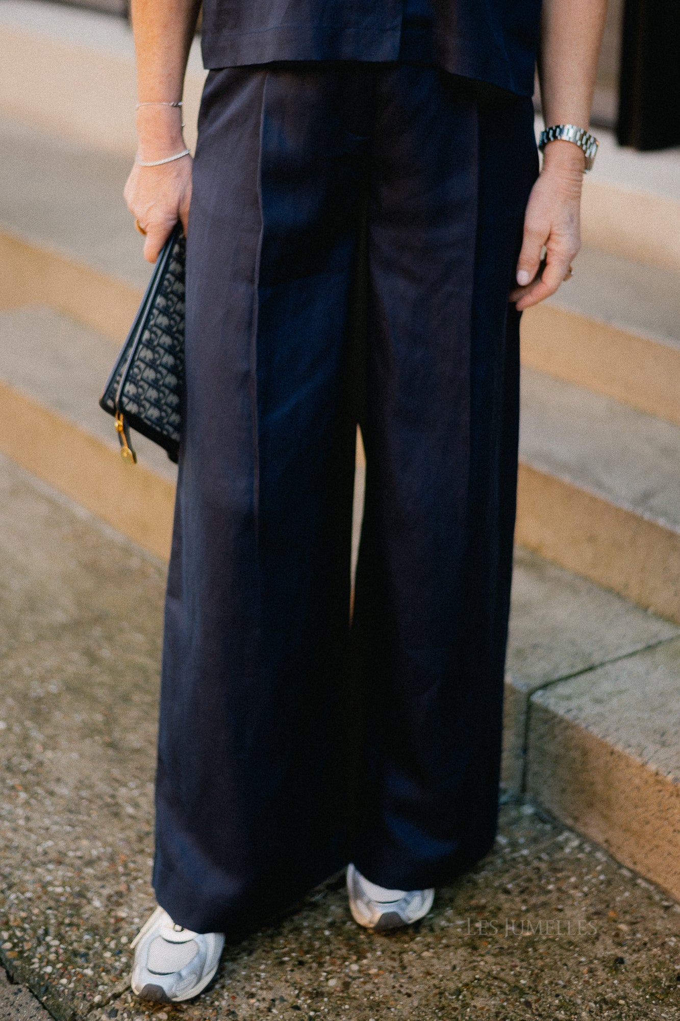 SLFLyra HW wide linen blend pant noos dark sapphire - Image 2