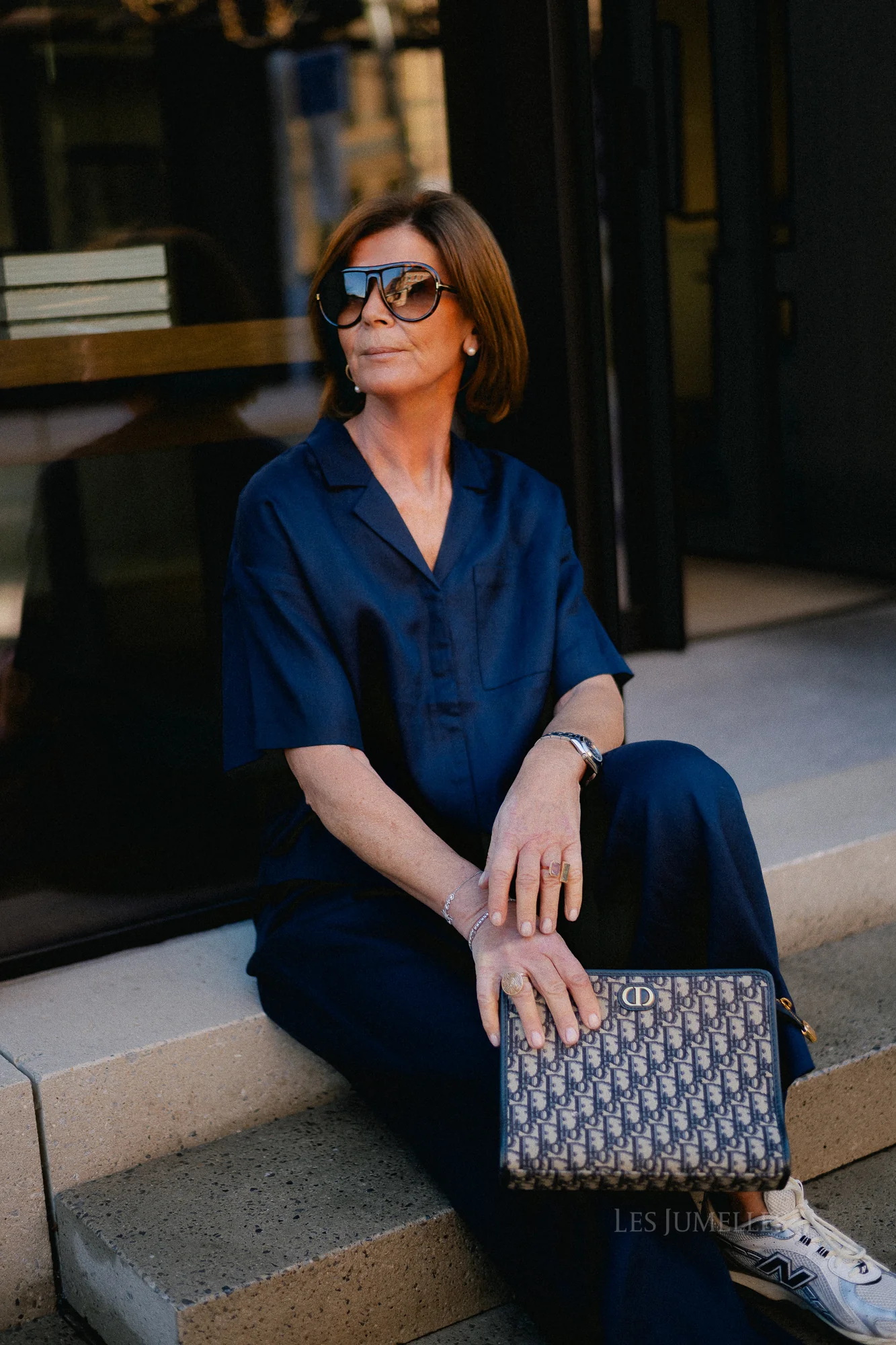 SLFLyra HW wide linen blend pant noos dark sapphire - Image 3