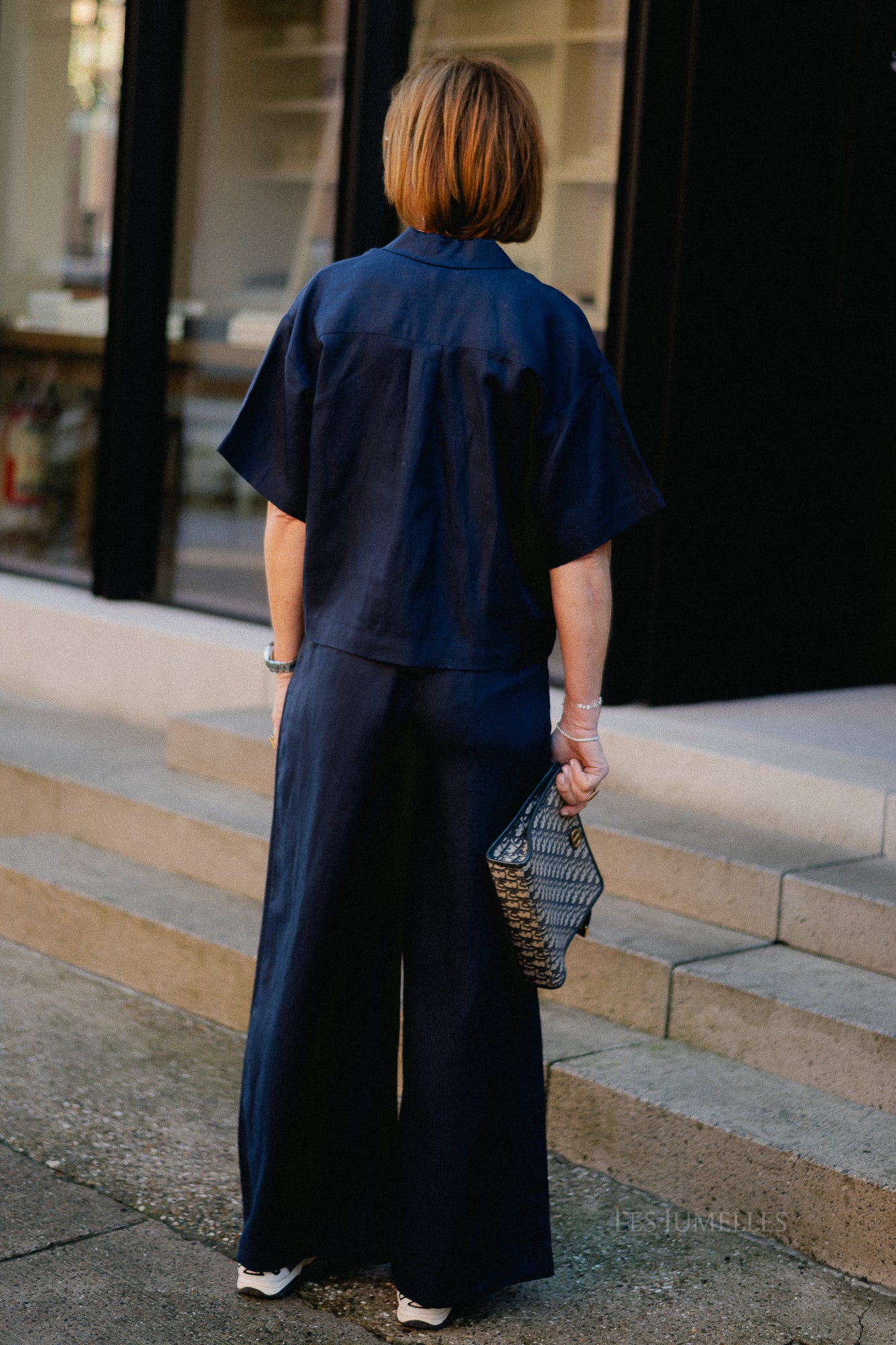 SLFLyra HW wide linen blend pant noos dark sapphire - Image 4