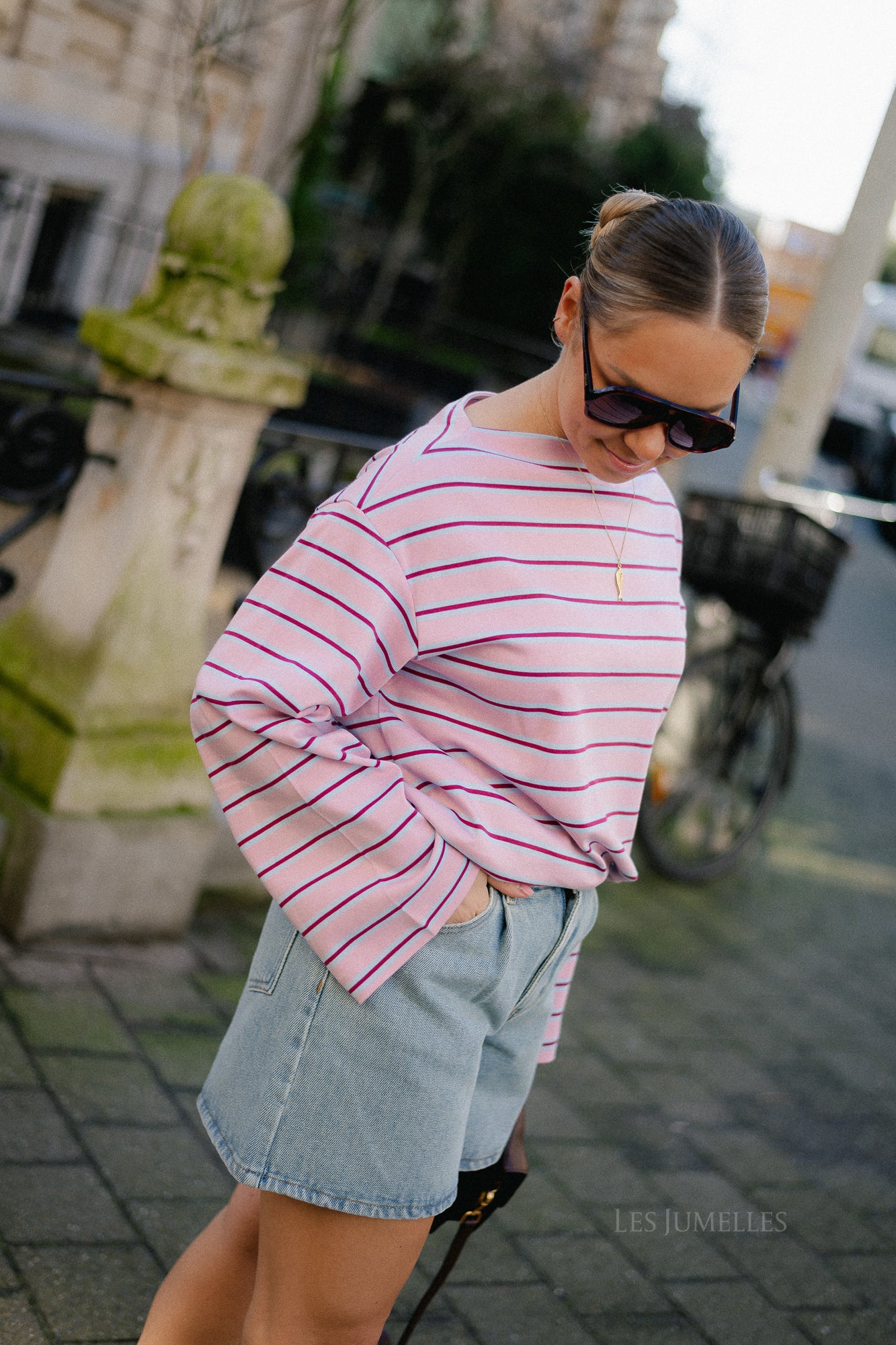 SLFPolly LS boatneck striped tee bleached mauve - Image 9