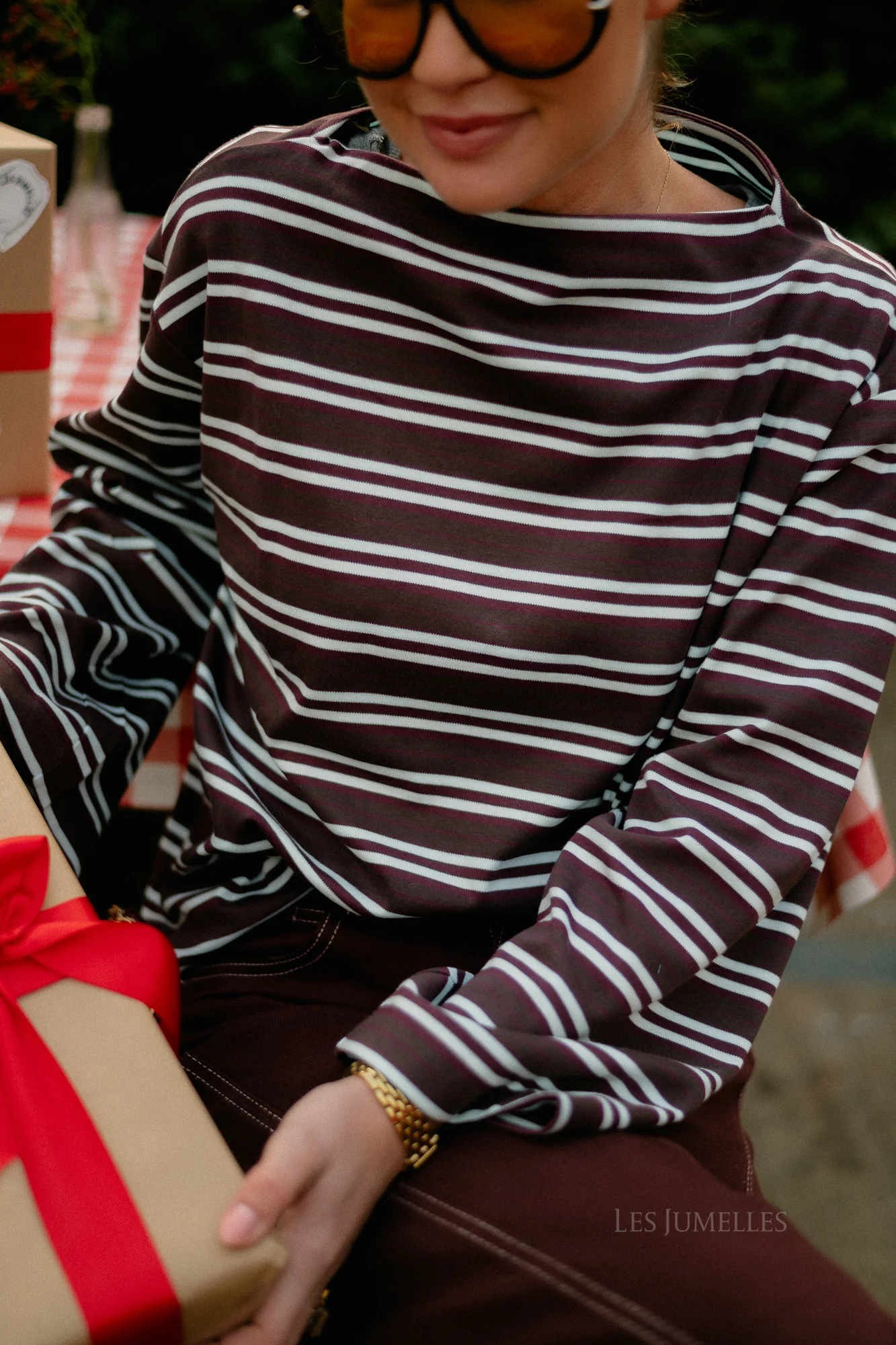 SLFPolly LS boatneck striped tee fig - Image 2