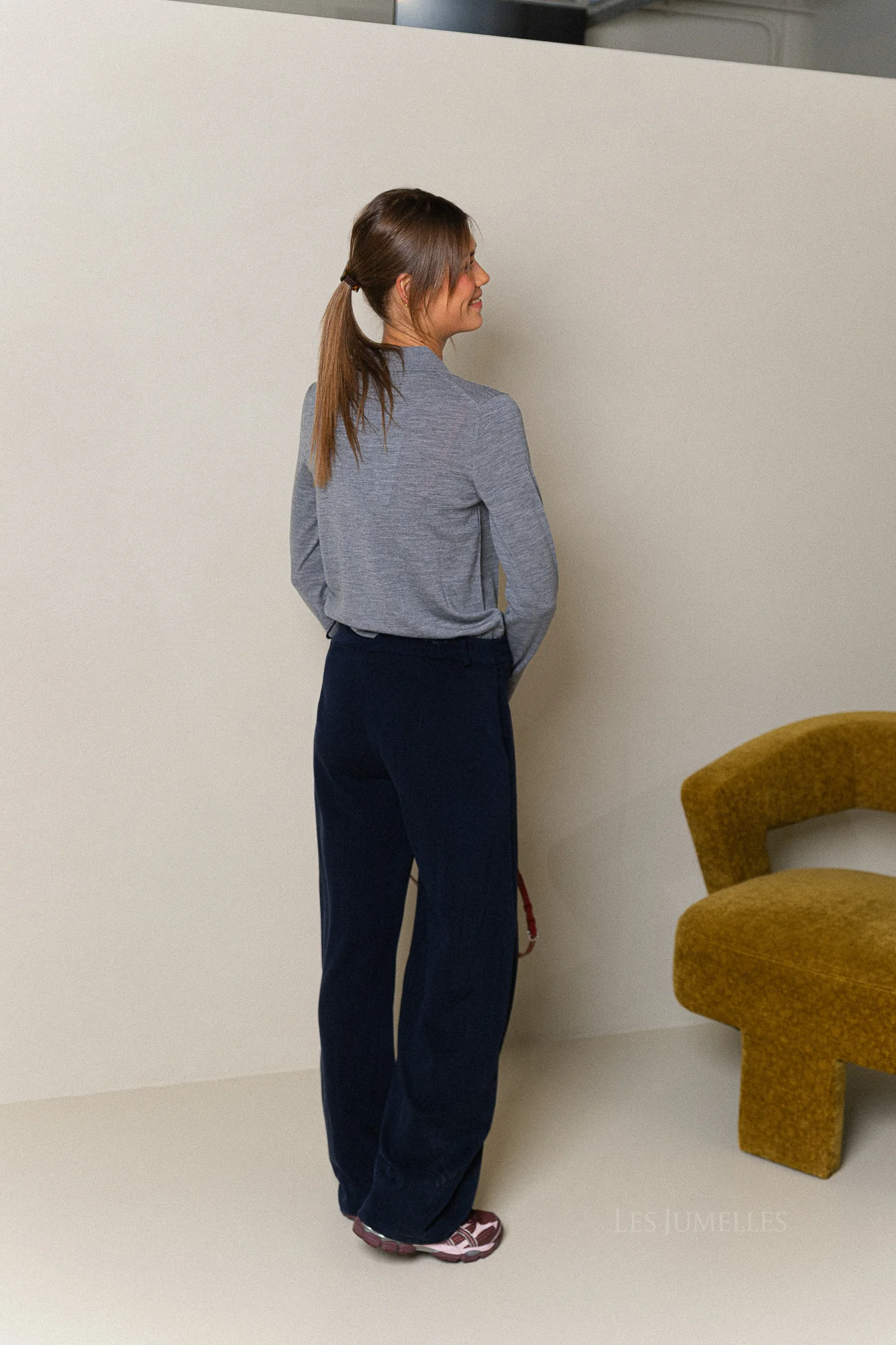SLFThea LS knit merino collar neck medium grey melange - Image 5