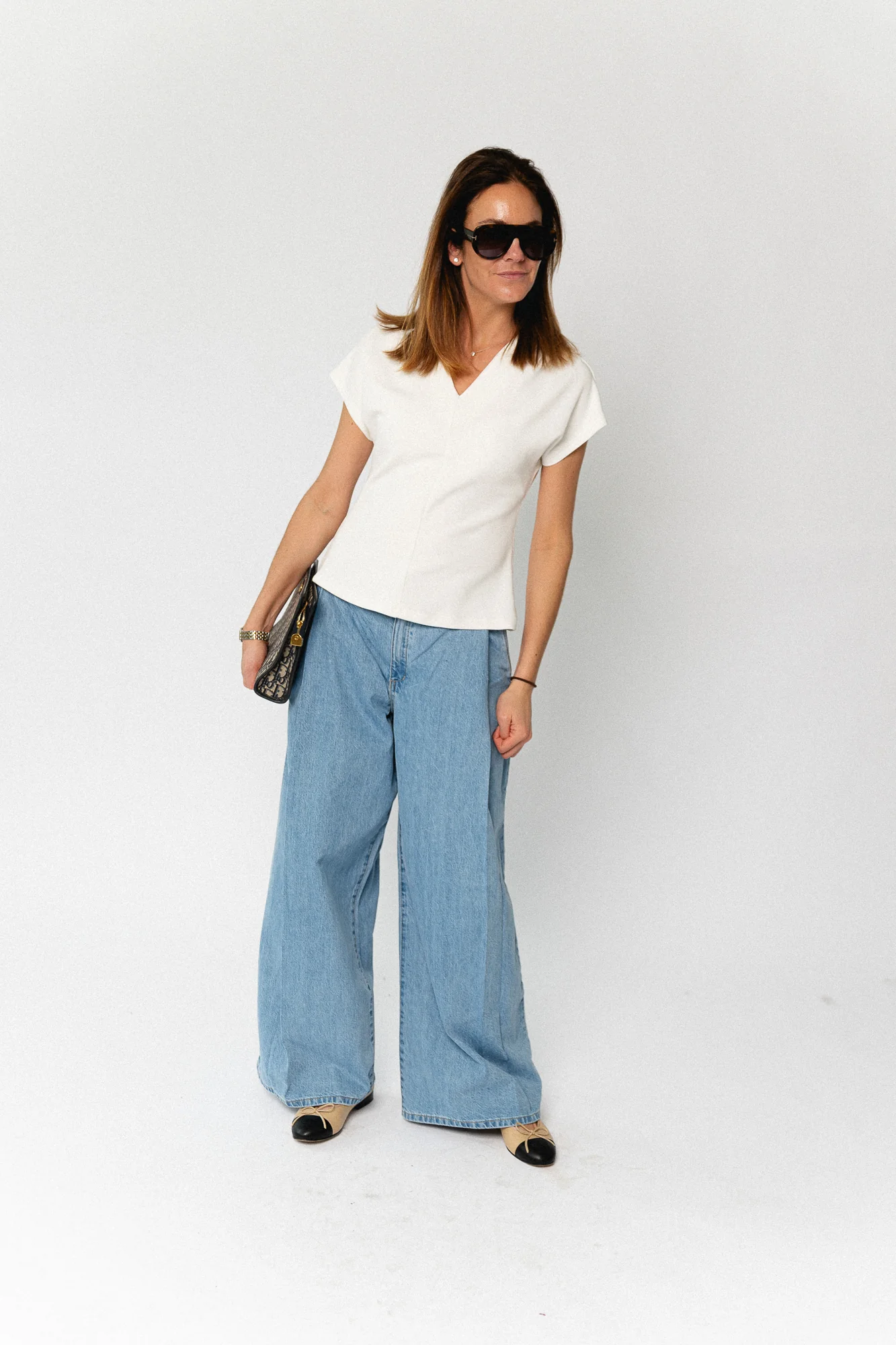 SLWTenny SS V-neck gathered top snow white - Image 5