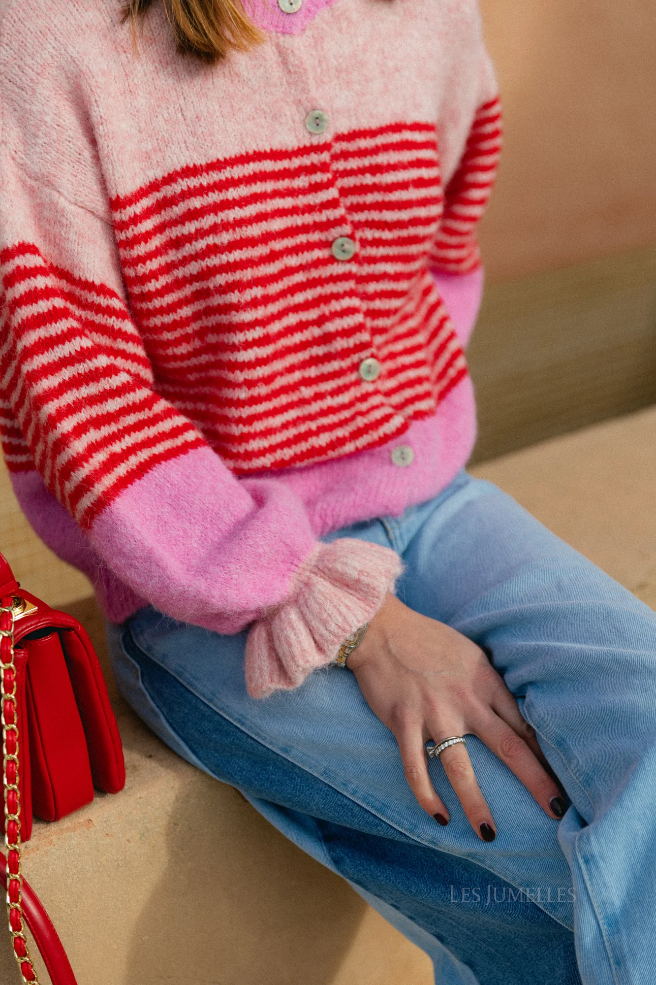 Sophie striped cardigan pink/red - Image 2