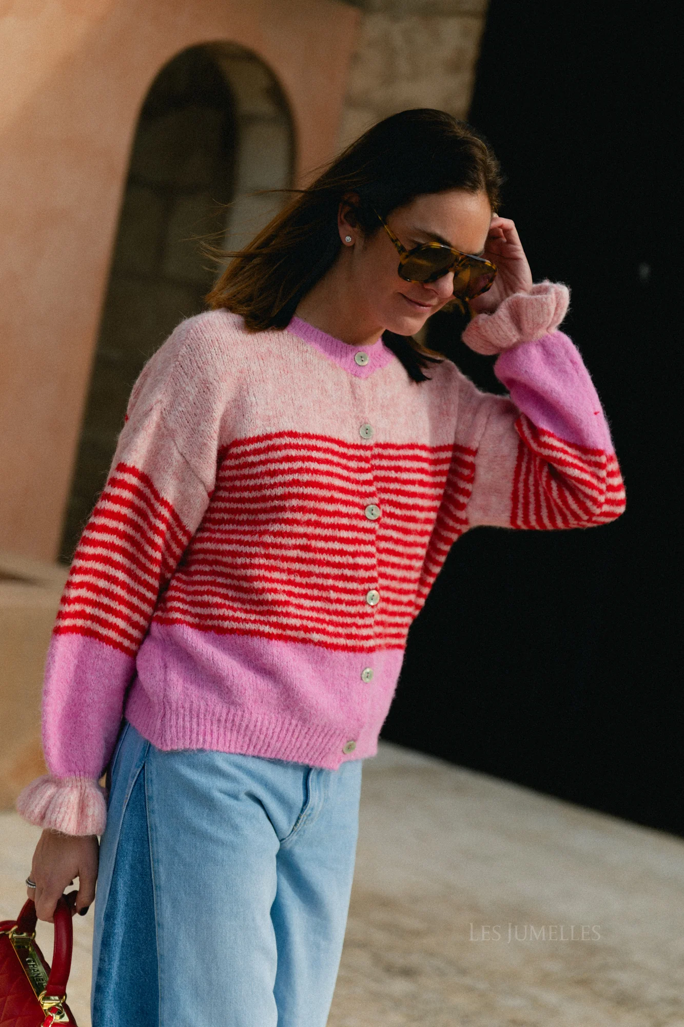 Sophie striped cardigan pink/red - Image 4