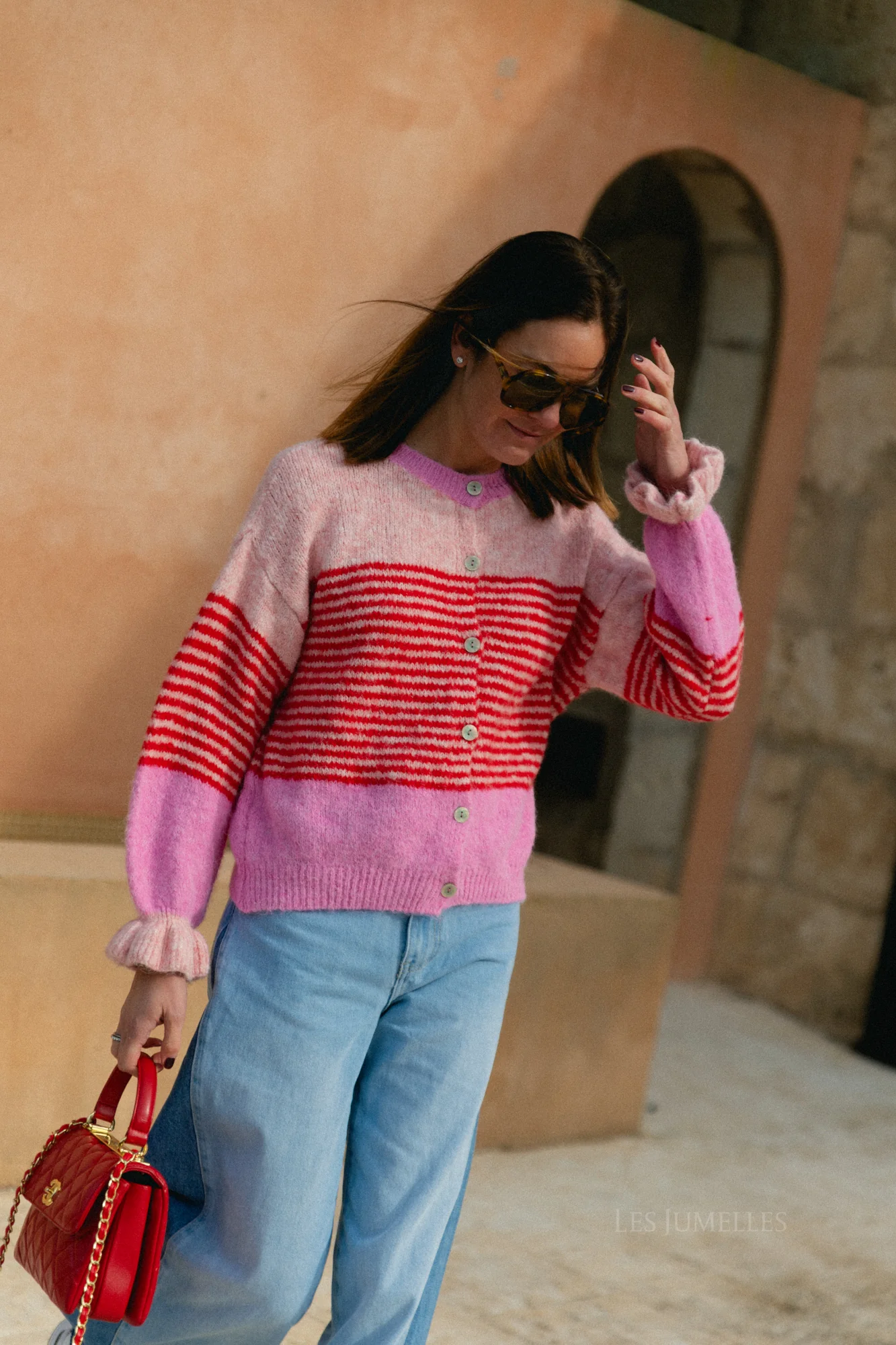 Sophie striped cardigan pink/red - Image 5