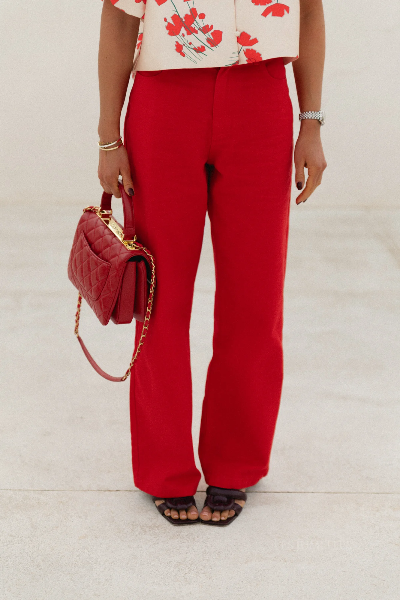 TNS Denim wide pant in tulip red - Image 2