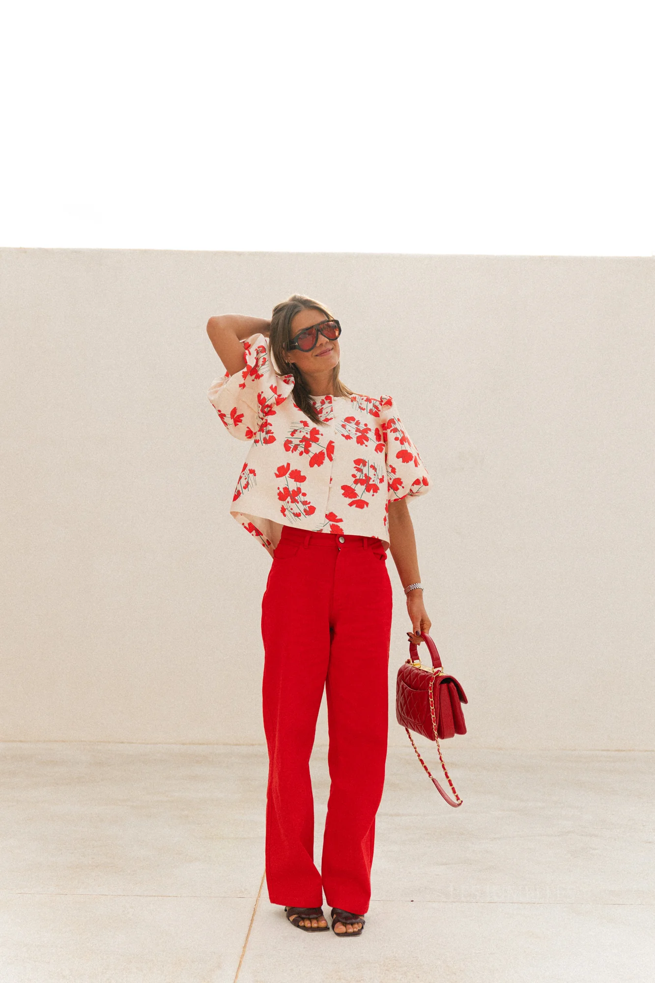 TNS Denim wide pant in tulip red - Image 3