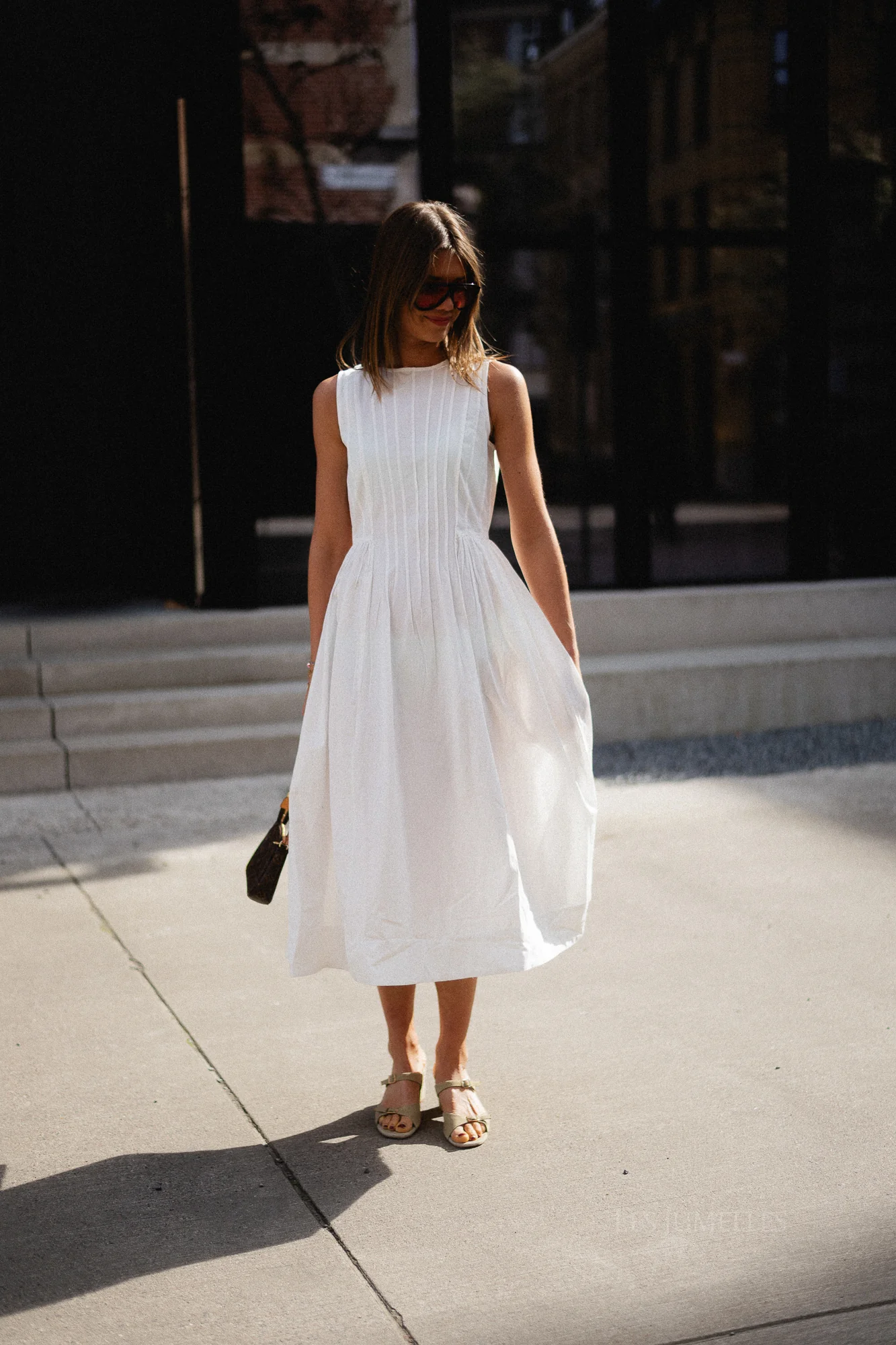 VIJImba O-neck midi dress snow white - Image 5